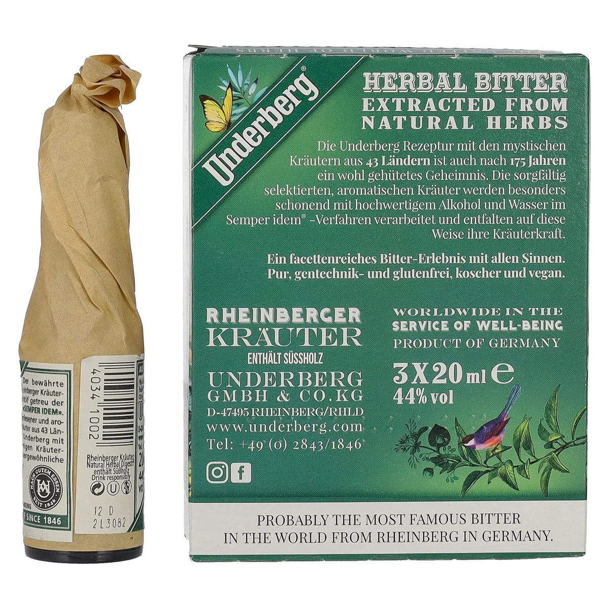 Underberg Natural Herbal Digestif 44% Vol. 3x0,02l