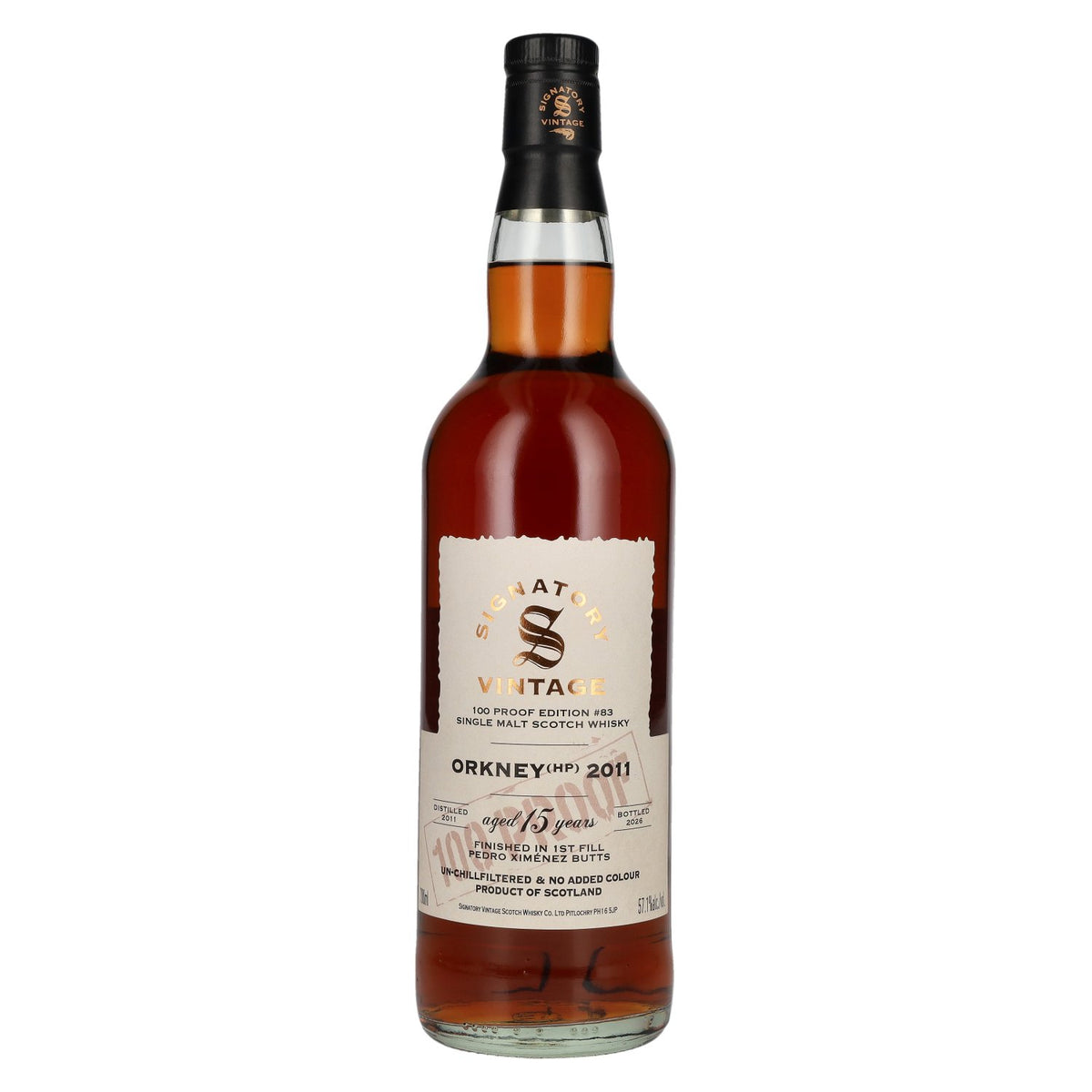 Signatory Vintage 100 Proof Edition ORKNEY (HP) Single Malt de 15 ans d'âge n° 83 2011 57,1 % vol. 0,7 l