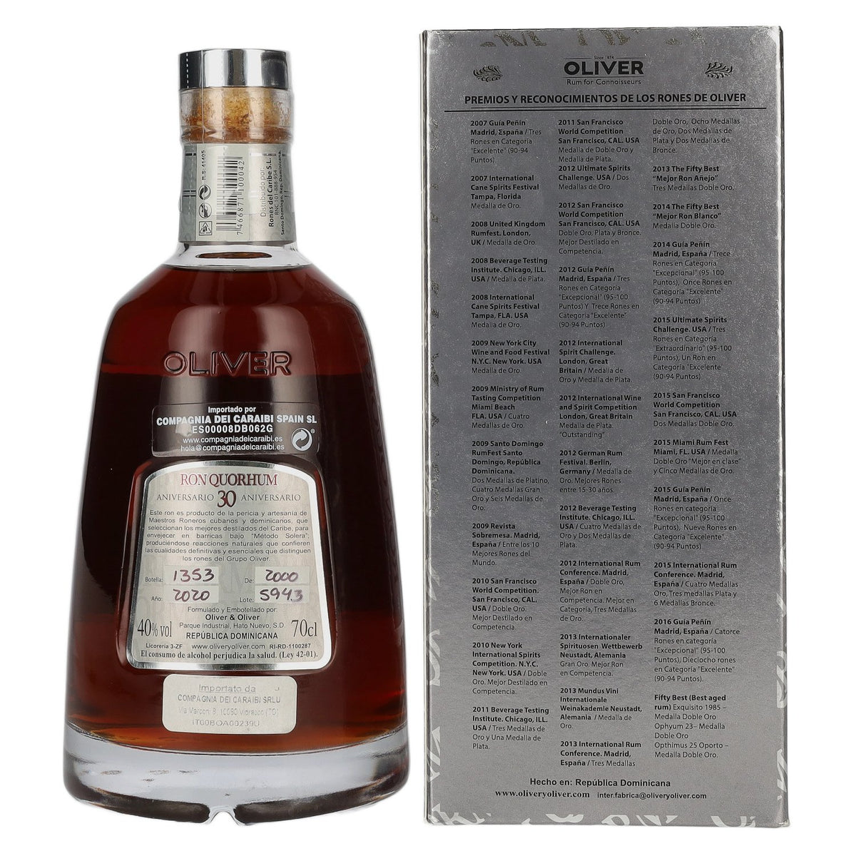 Ron Quorhum 30 Aniversario Old Vintage Rum 40% Vol. 0,7l in gift box