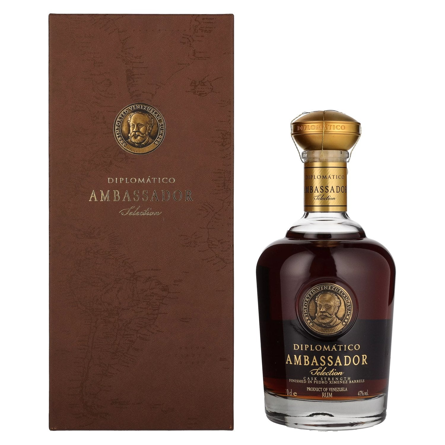 Diplomático AMBASSADOR Selection Cask Strength 47% Vol. 0,7l in gift box with leather look