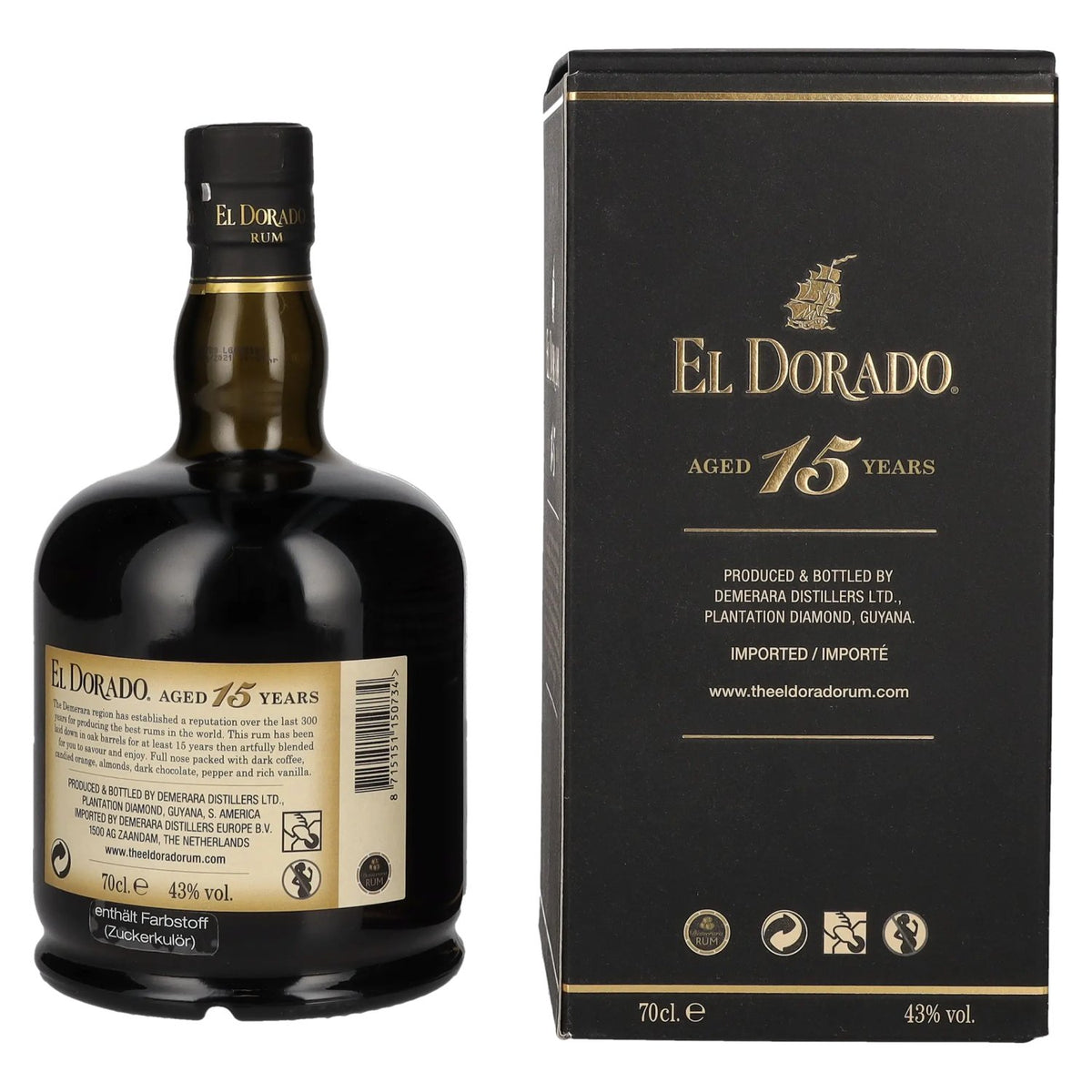 El Dorado 15 Years Old Finest Demerara Rum SPECIAL RESERVE 43% Vol. 0,7l in gift box