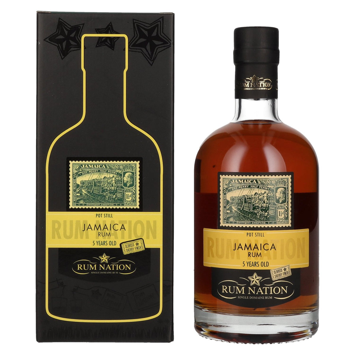 Rum Nation Jamaica, rhum de 5 ans d'âge distillé en alambic, 50 % vol., 0,7 l, dans un coffret cadeau