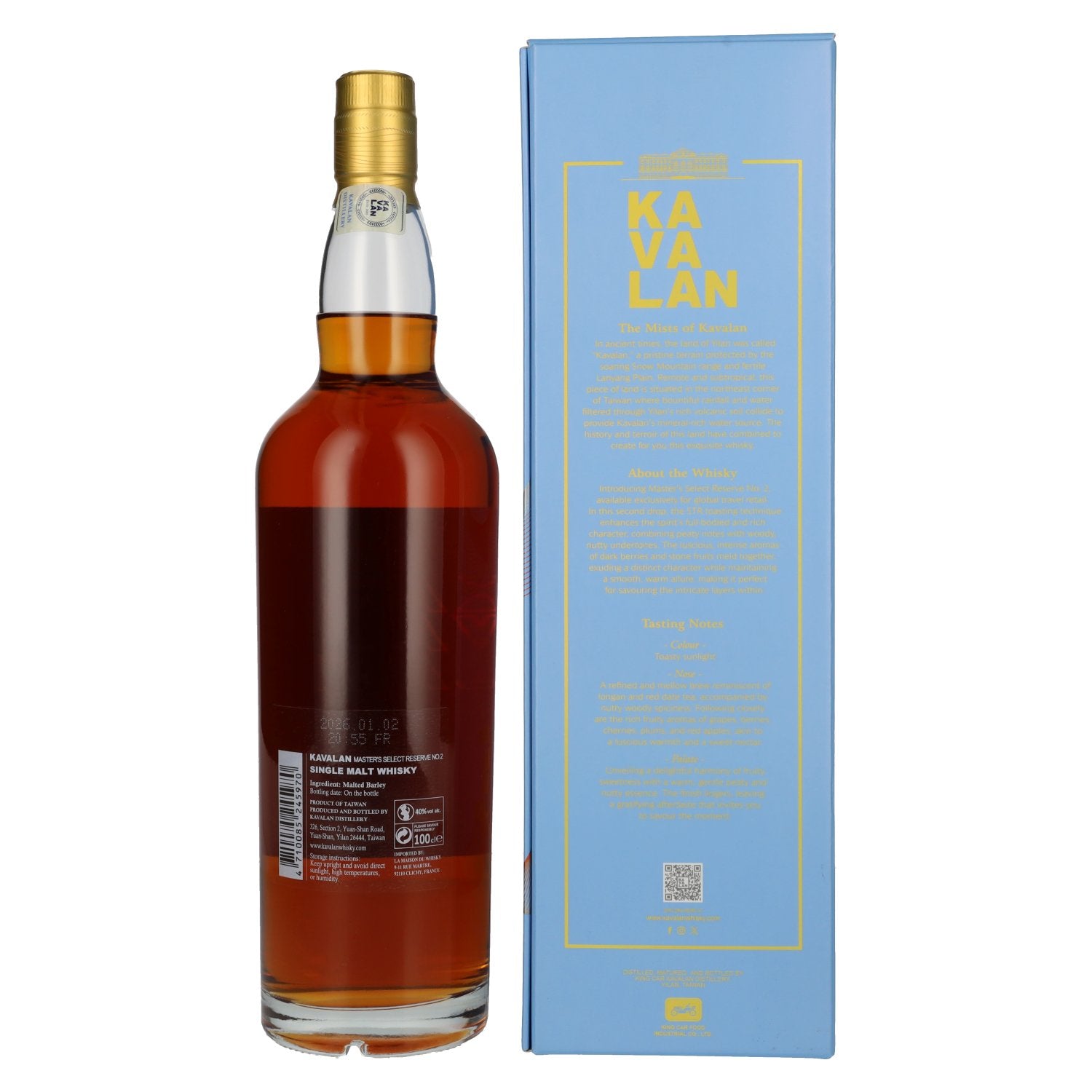 Kavalan Master's Select Reserve N°2 40 % vol., 1 l, dans un coffret cadeau