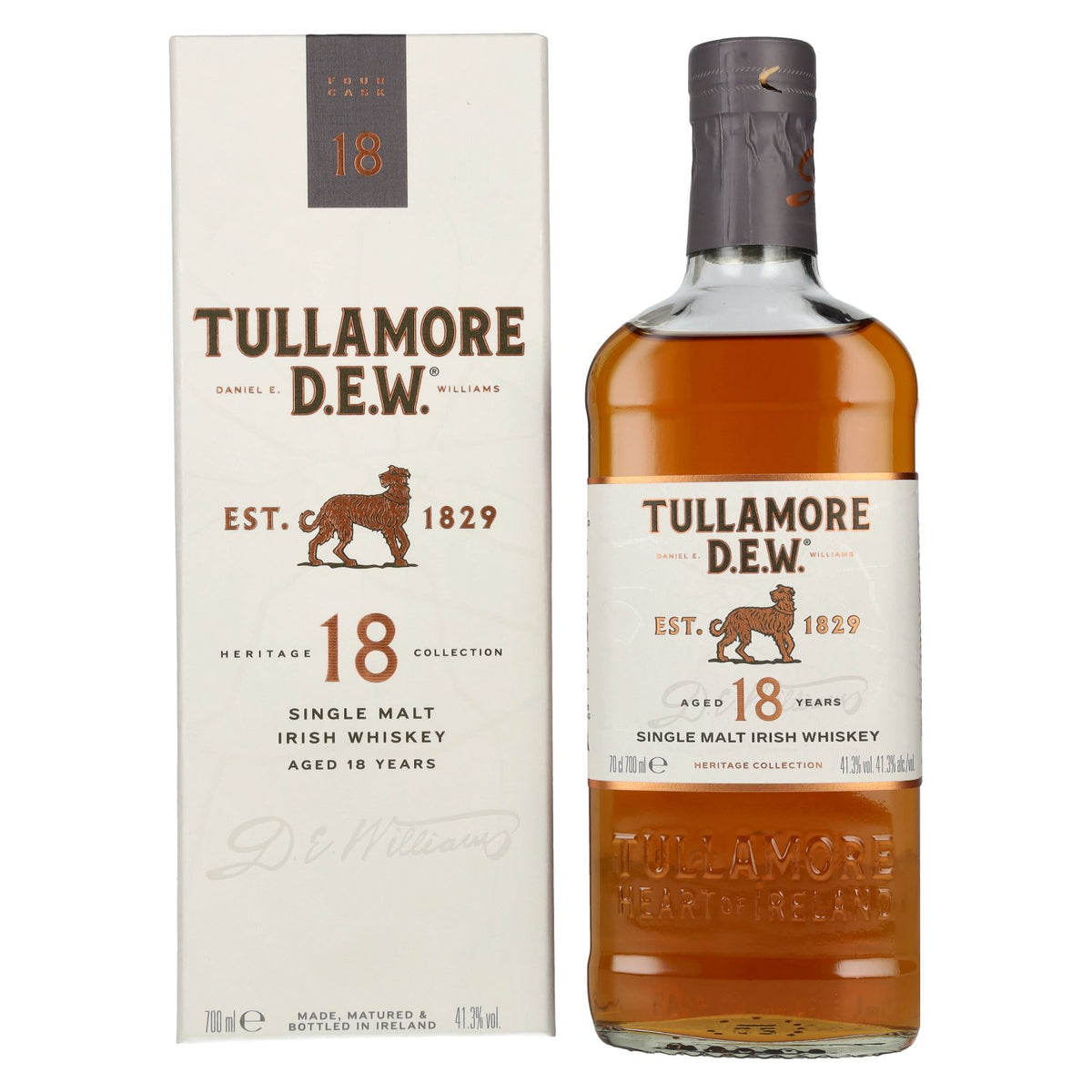 Tullamore D.E.W. 18 Years Old Single Malt Irish Whiskey 41,3% Vol. 0,7l en boîte cadeau