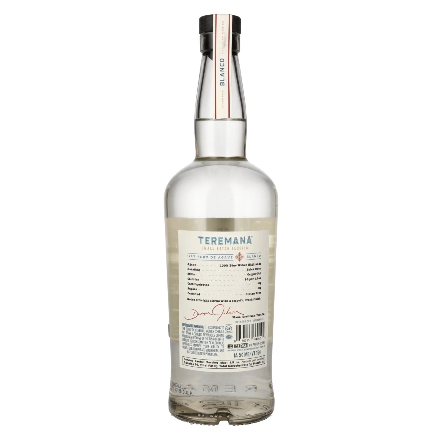 Teremana Tequila Blanco 100% Agave Blue Weber 40% Vol. 0,7l