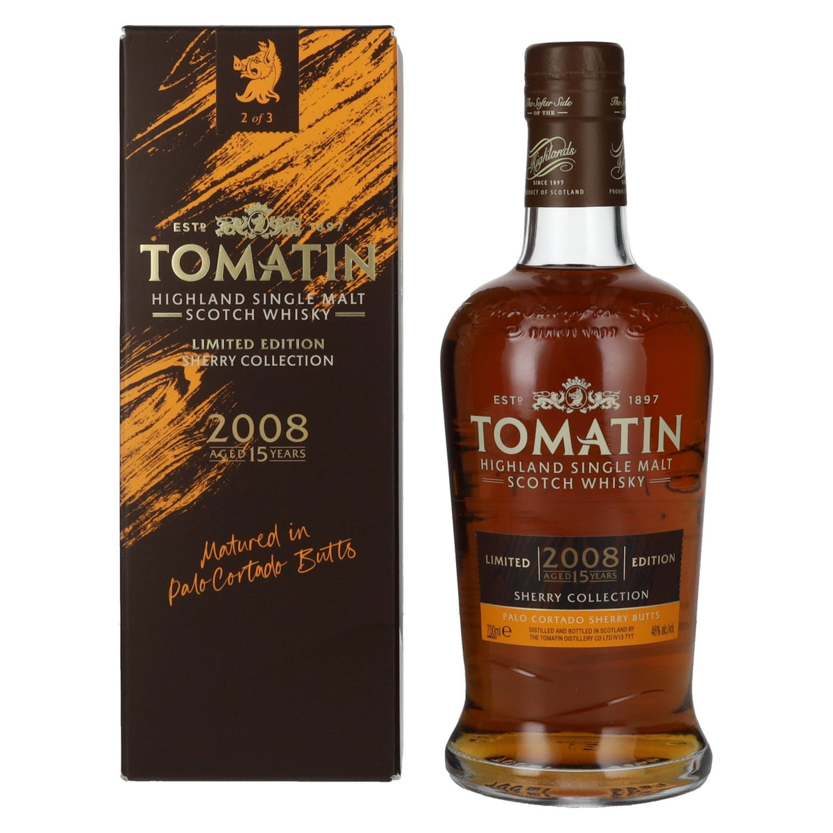 Tomatin 15 Years Old SHERRY COLLECTION Palo Cortado Sherry Butts Limited Edition 2008 46% Vol. 0,7l en coffret cadeau