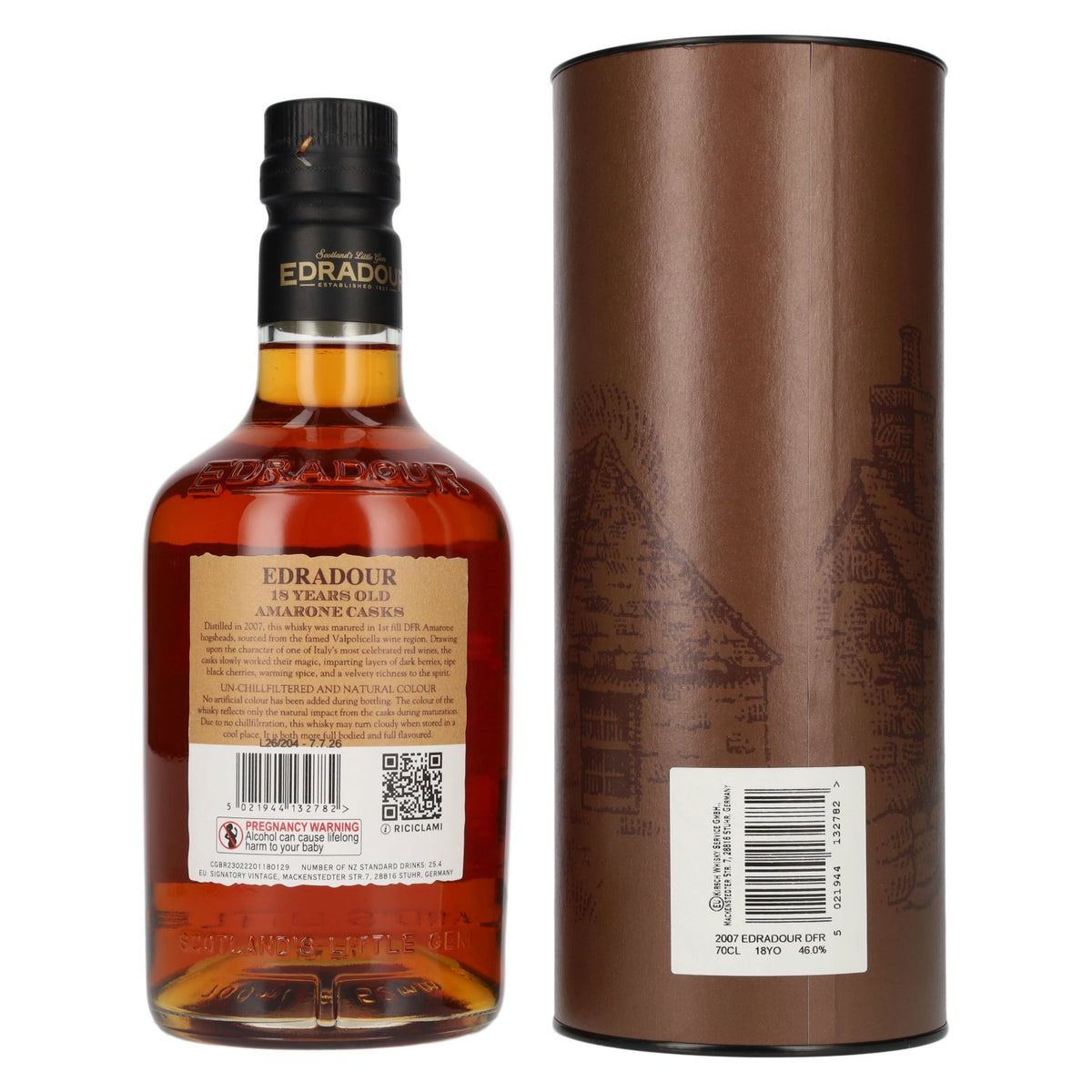 Edradour 18 Years Old DFR Amarone Cask Highland Single Malt Whisky 46% Vol. 0,7l in Geschenkbox