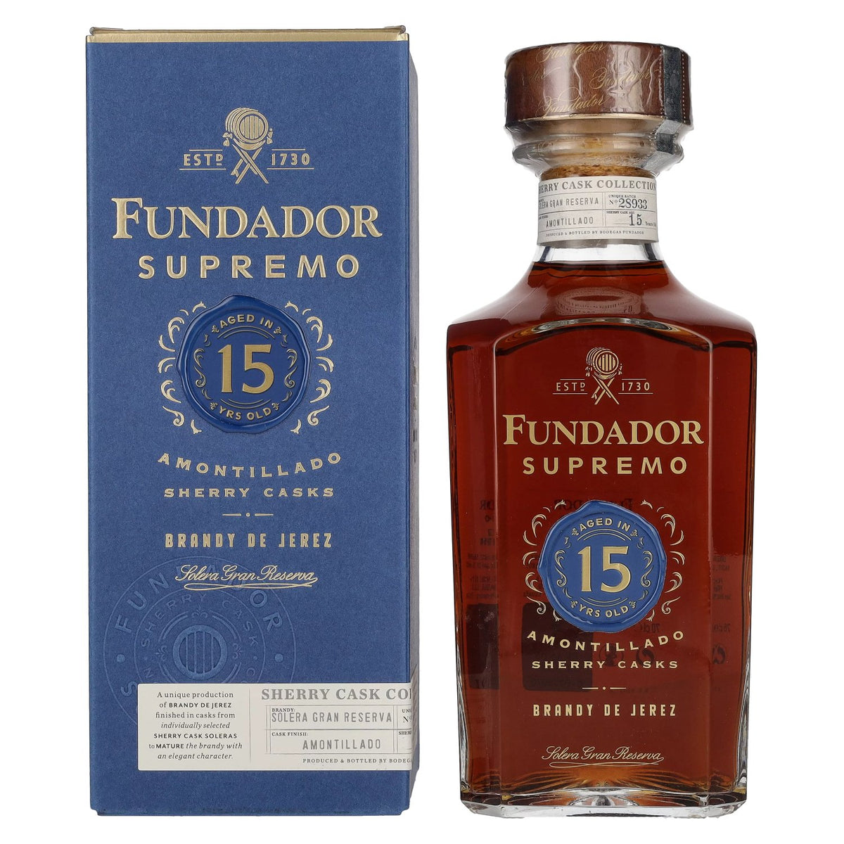 Fundador Supremo 15 Years Old Sherry Casks Brandy de Jerez 40% Vol. 0,7l in gift box