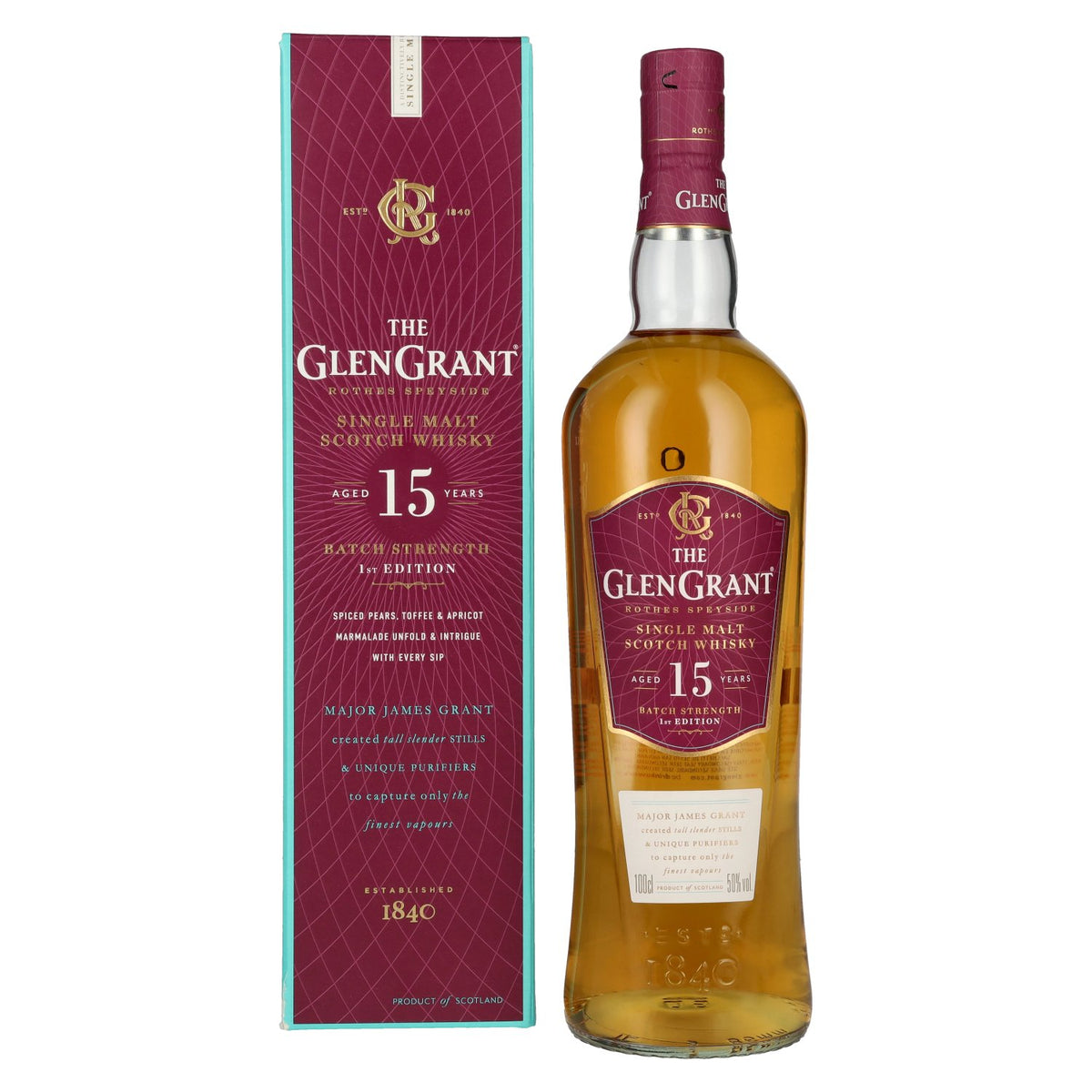 Glen Grant 15 Years Old BATCH STRENGTH Single Malt Whisky 50% Vol. 1l en coffret cadeau