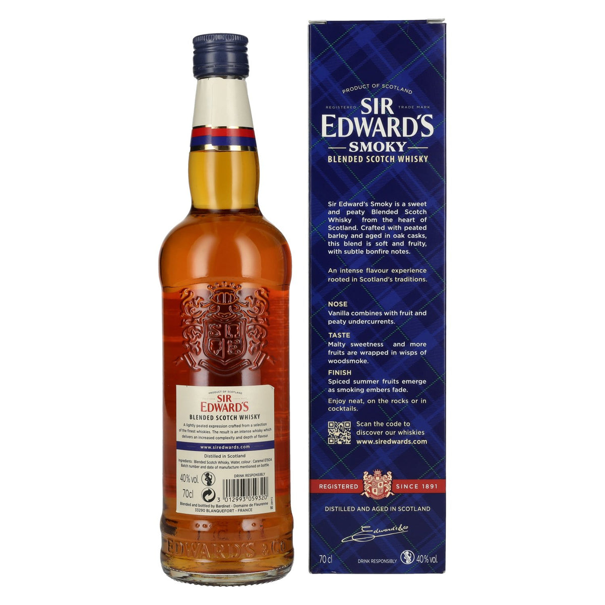 Sir Edward's SMOKY Blended Scotch Whisky 40% Vol. 0,7l in gift box