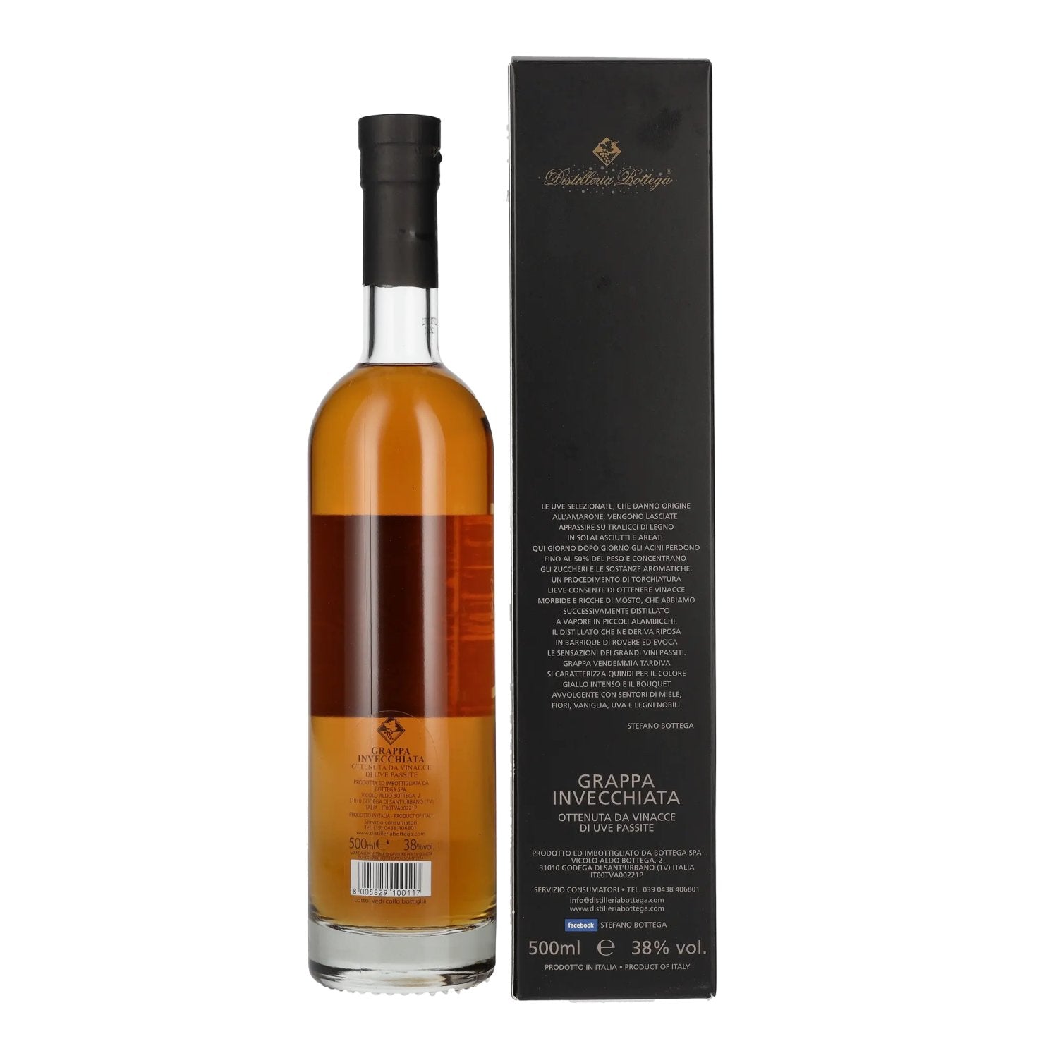 Bottega Grappa Invecchiata Tardiva 38% vol. 0,5l en boîte cadeau