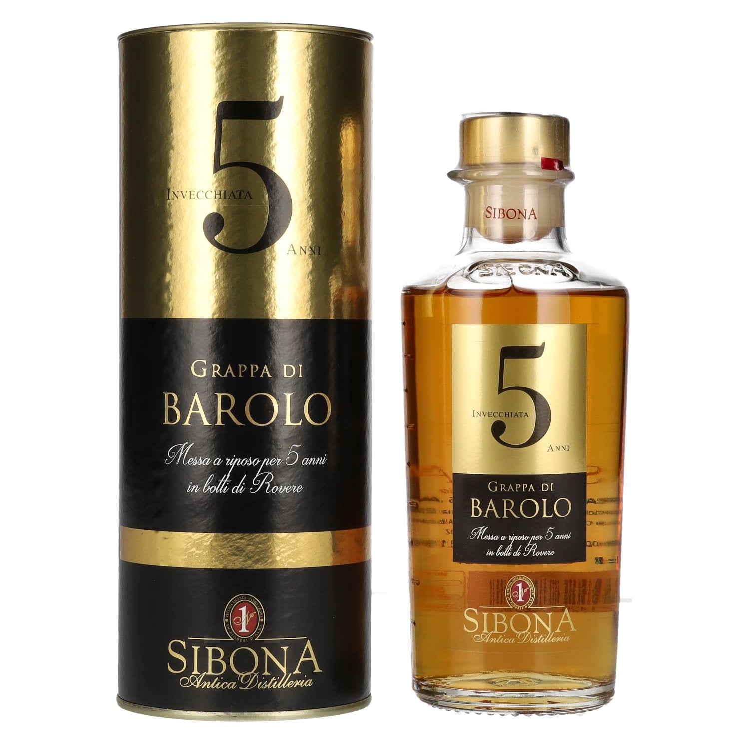 Sibona 5 Anni Invecchiata Grappa di BAROLO 44% Vol. 0,5l in gift box