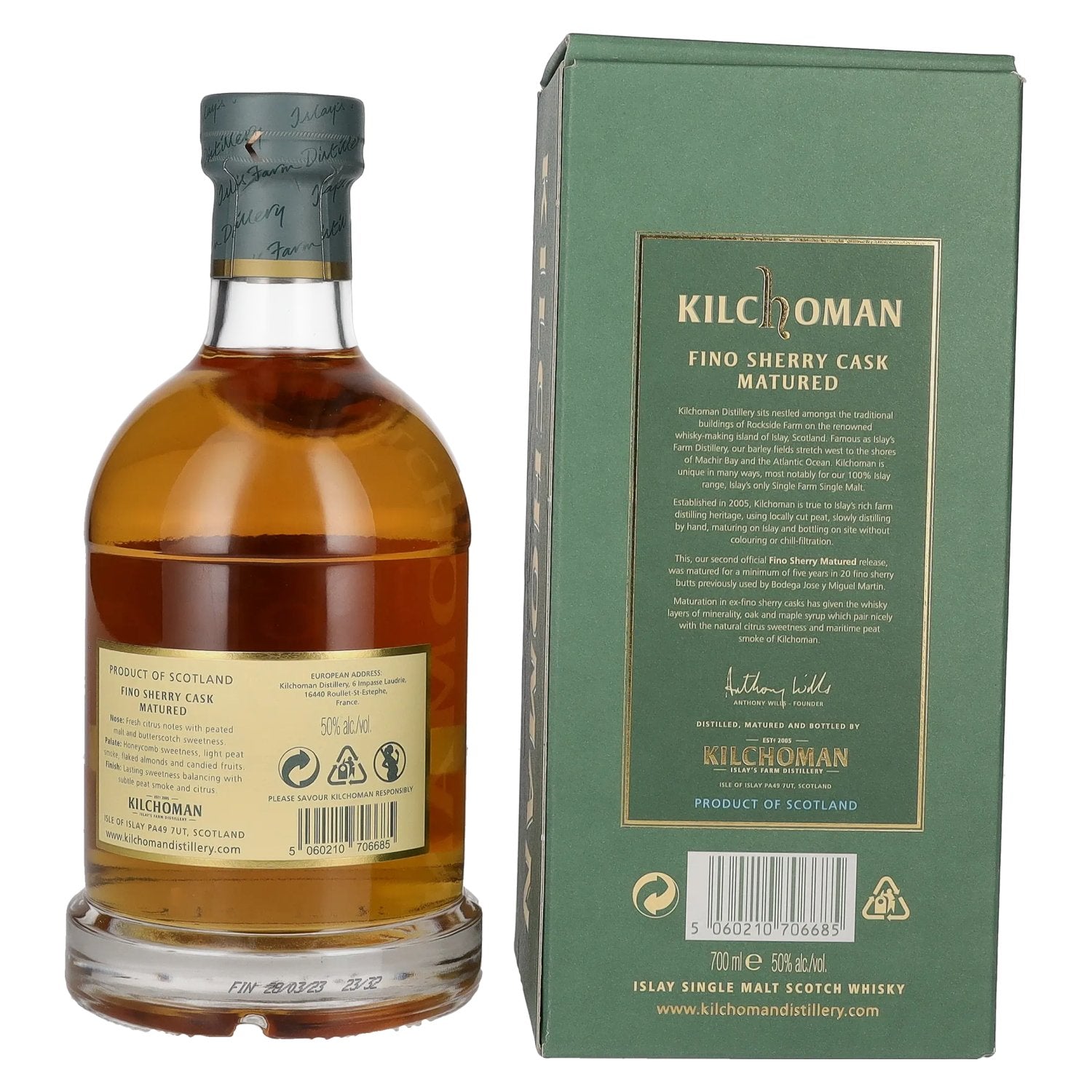 Kilchoman Fino Sherry Cask Matured 50% vol. 0,7l en boîte cadeau