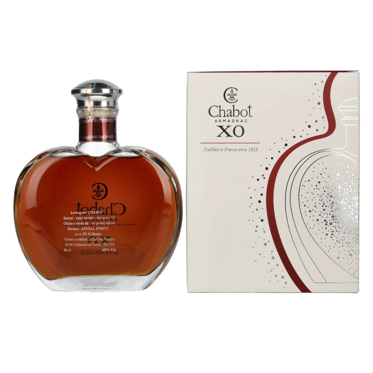 Chabot Armagnac 10 ans d'âge XO Cœur Silver Edition 40% vol. 0,5l en coffret cadeau