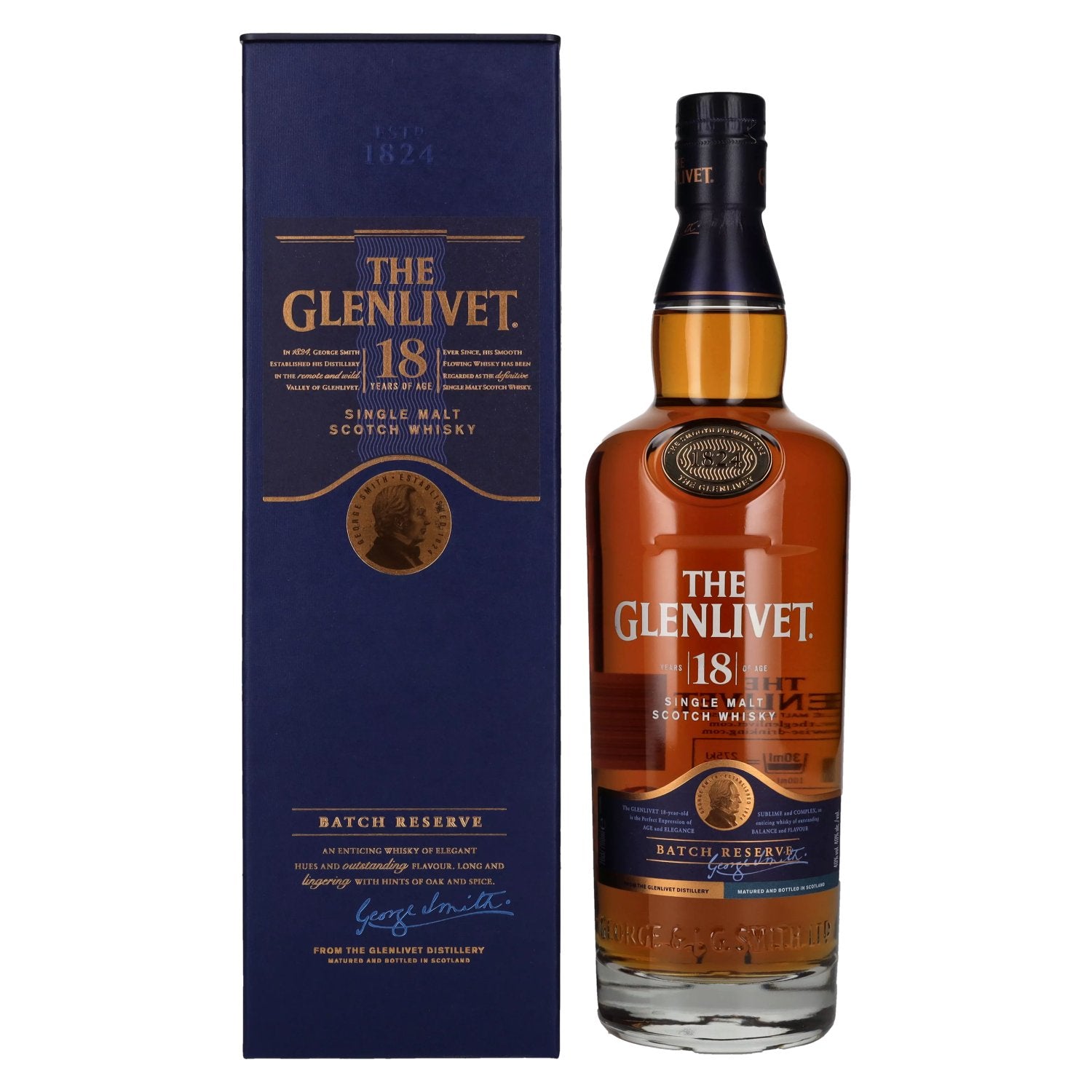 The Glenlivet 18 Years Old BATCH RESERVE Single Malt Whisky 40% Vol. 0,7l en coffret cadeau