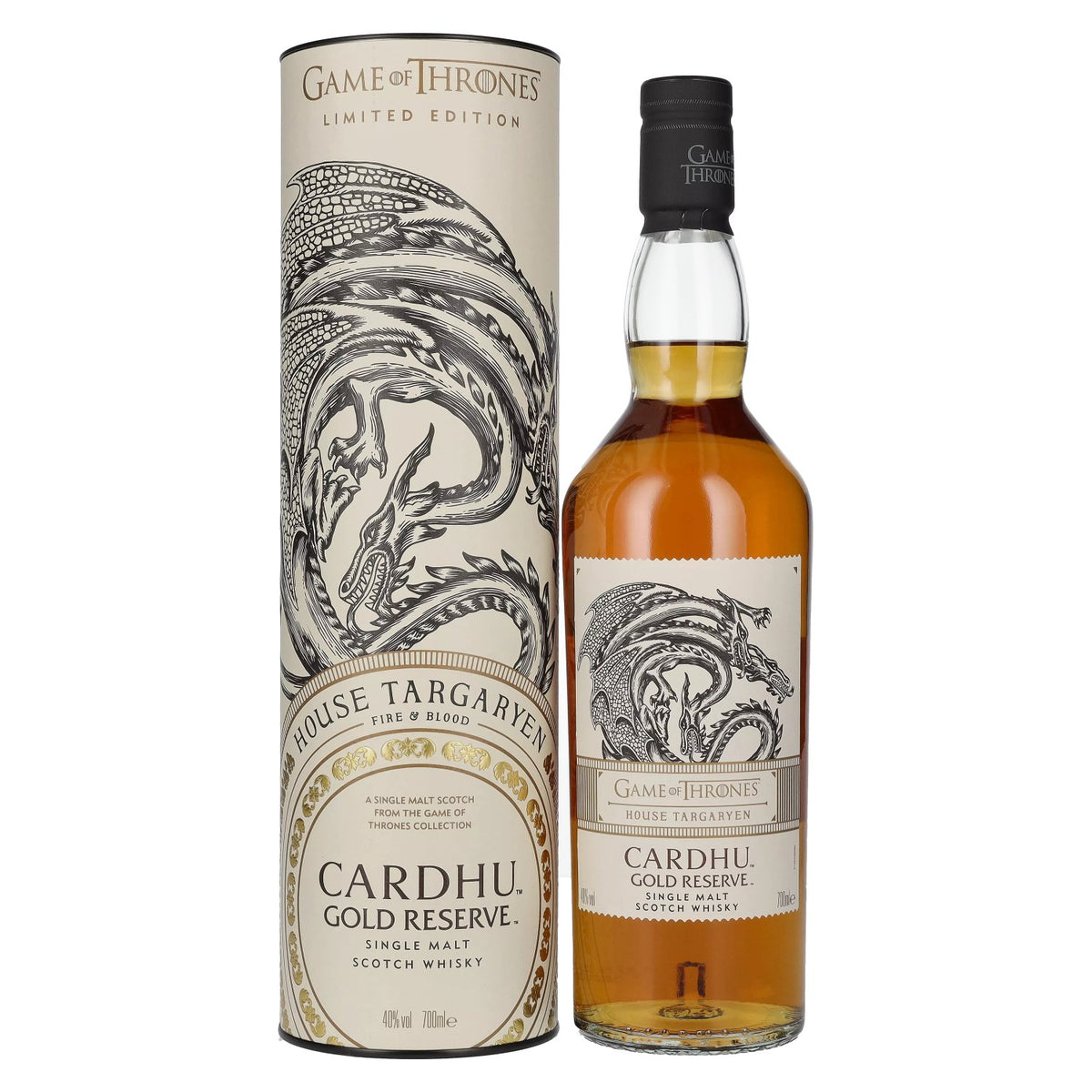 Cardhu Gold Reserve GAME OF THRONES House Targaryen Single Malt Collection 40% Vol. 0,7l en boîte cadeau
