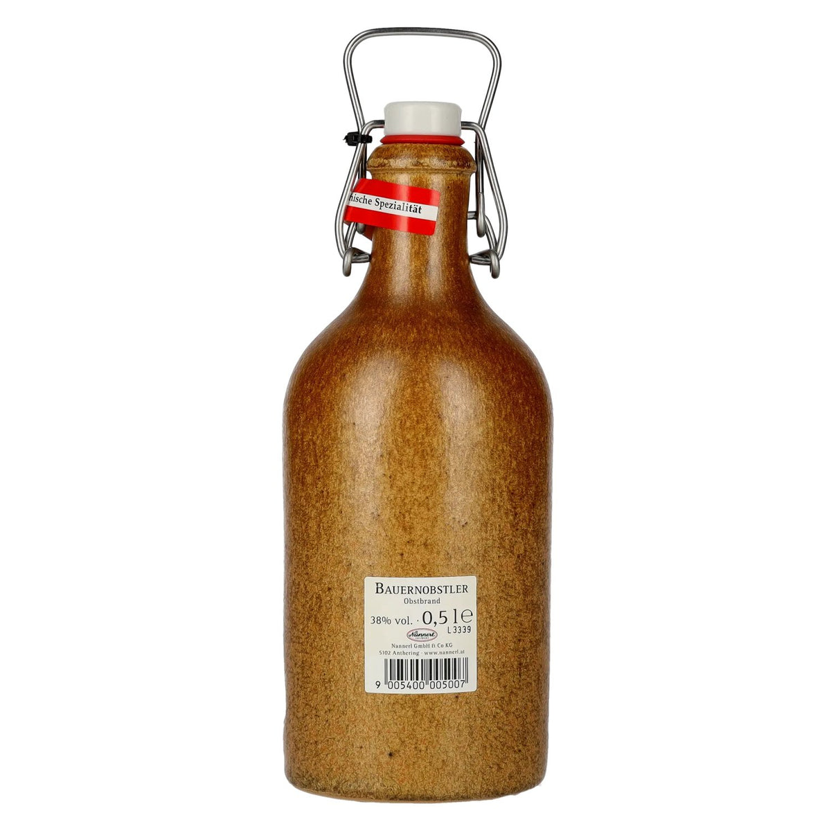 Nannerl Alpine schnapps BAUERN-OBSTLER 38% vol. 0.5l in a clay jug