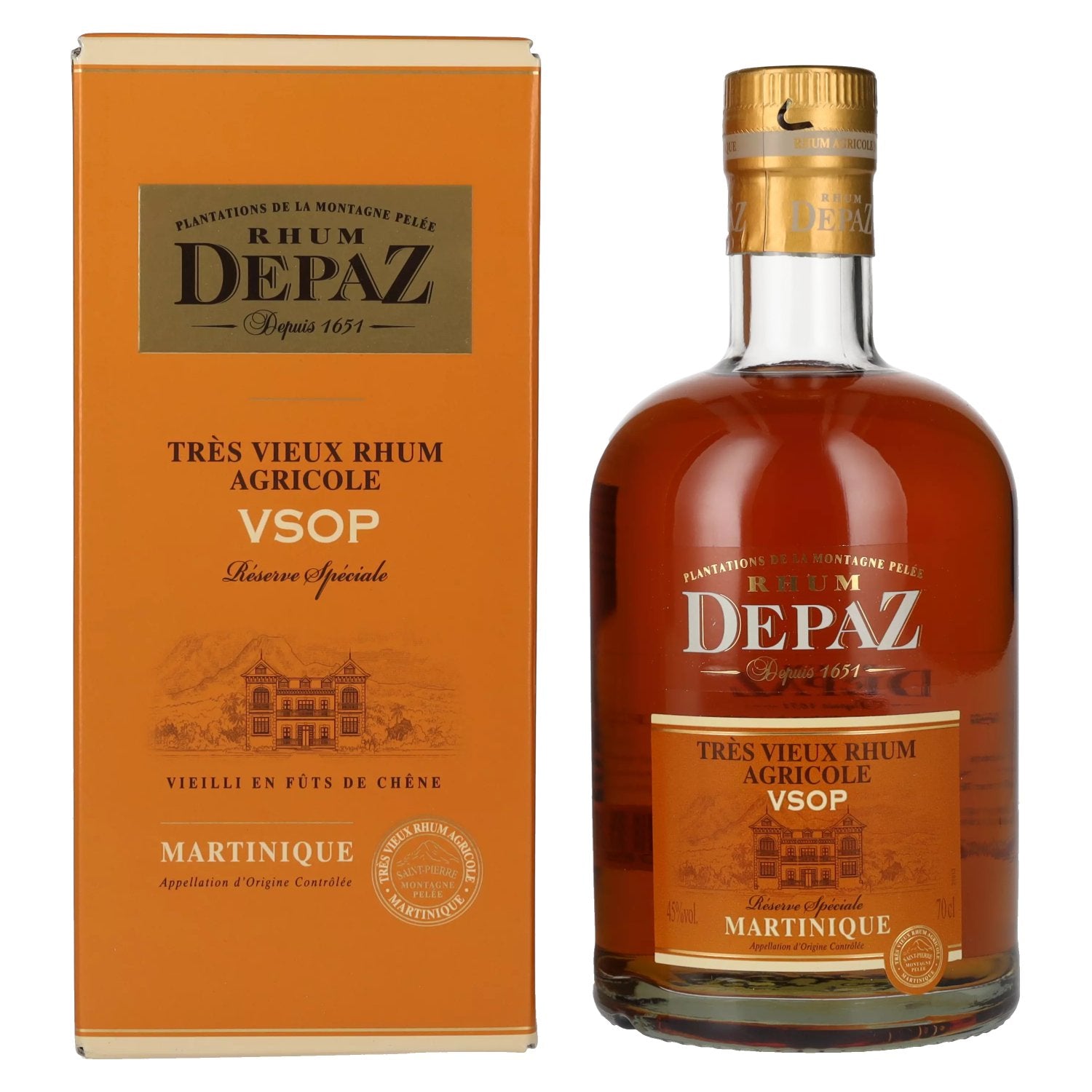 Depaz Rhum Très Agricole Vieux VSOP 45% vol. 0,7l en coffret cadeau