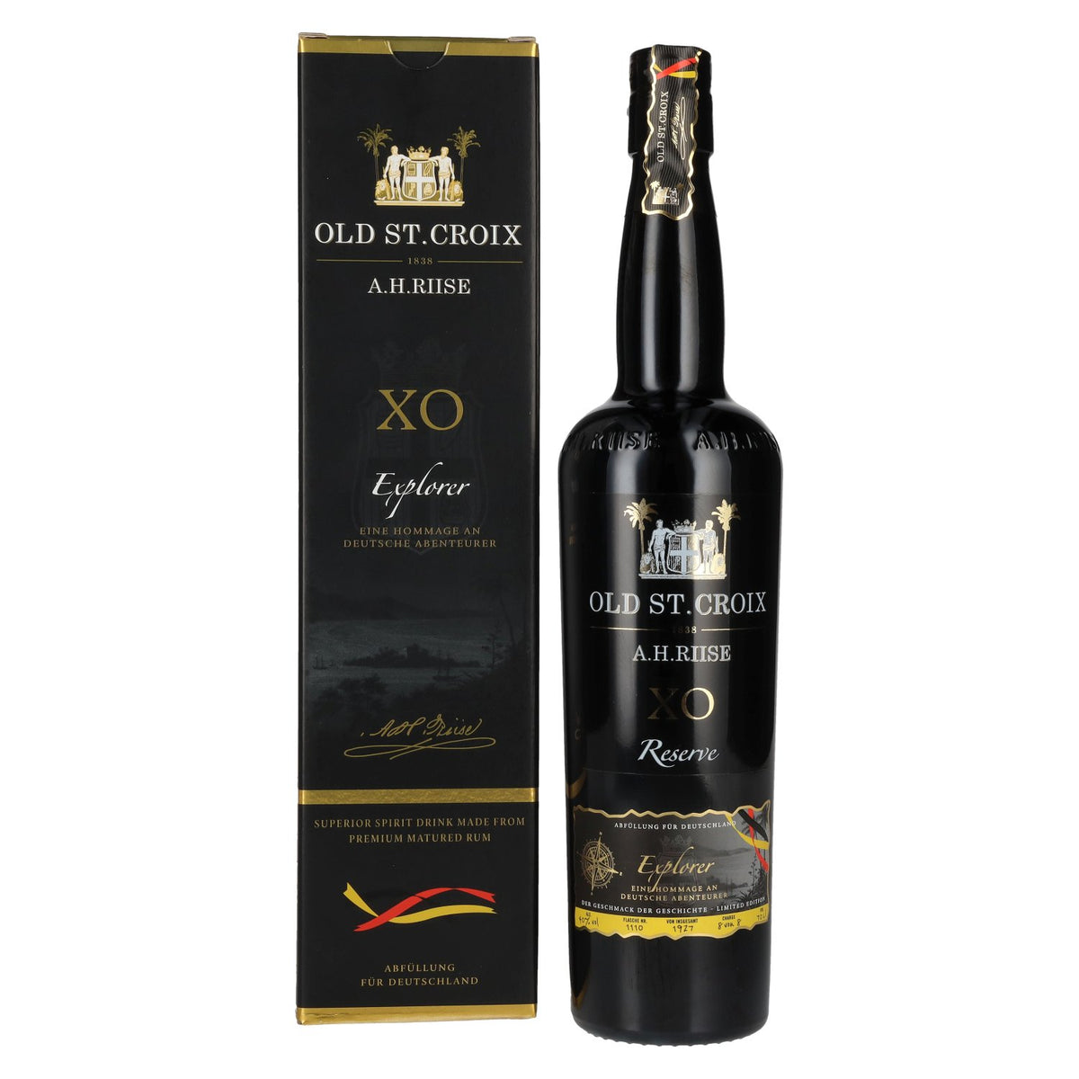 Old St. Croix A.H. Riise XO Explorer Reserve Germany Edition 40% vol. 0.7 l in a gift box