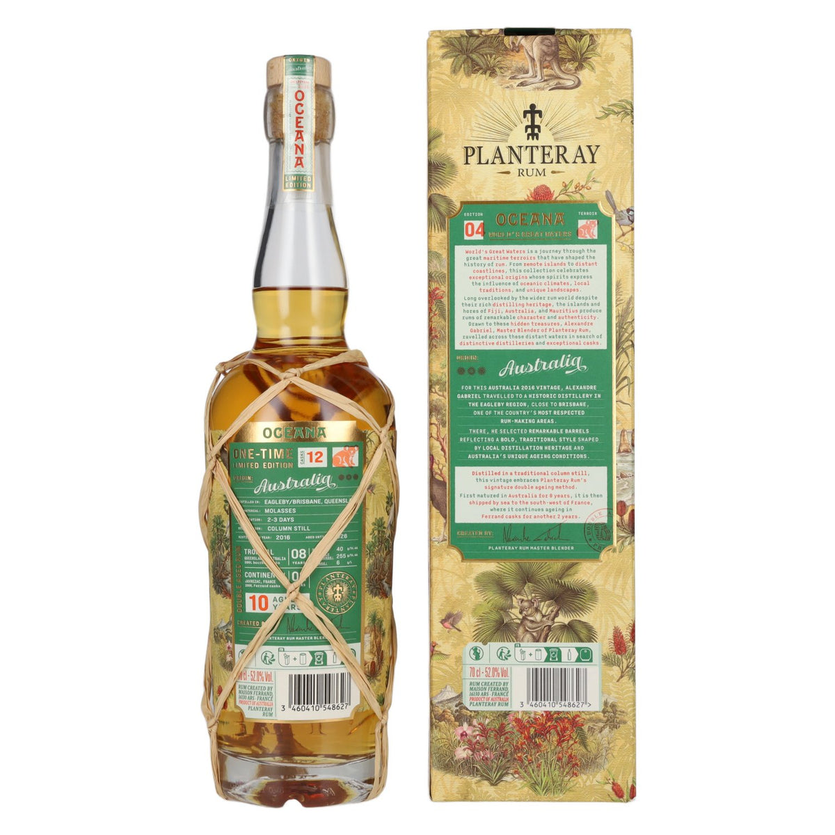 Rhum Planteray AUSTRALIA ONE-TIME, collection Oceana, édition limitée 2016, 52 % vol., 0,7 l, dans un coffret cadeau
