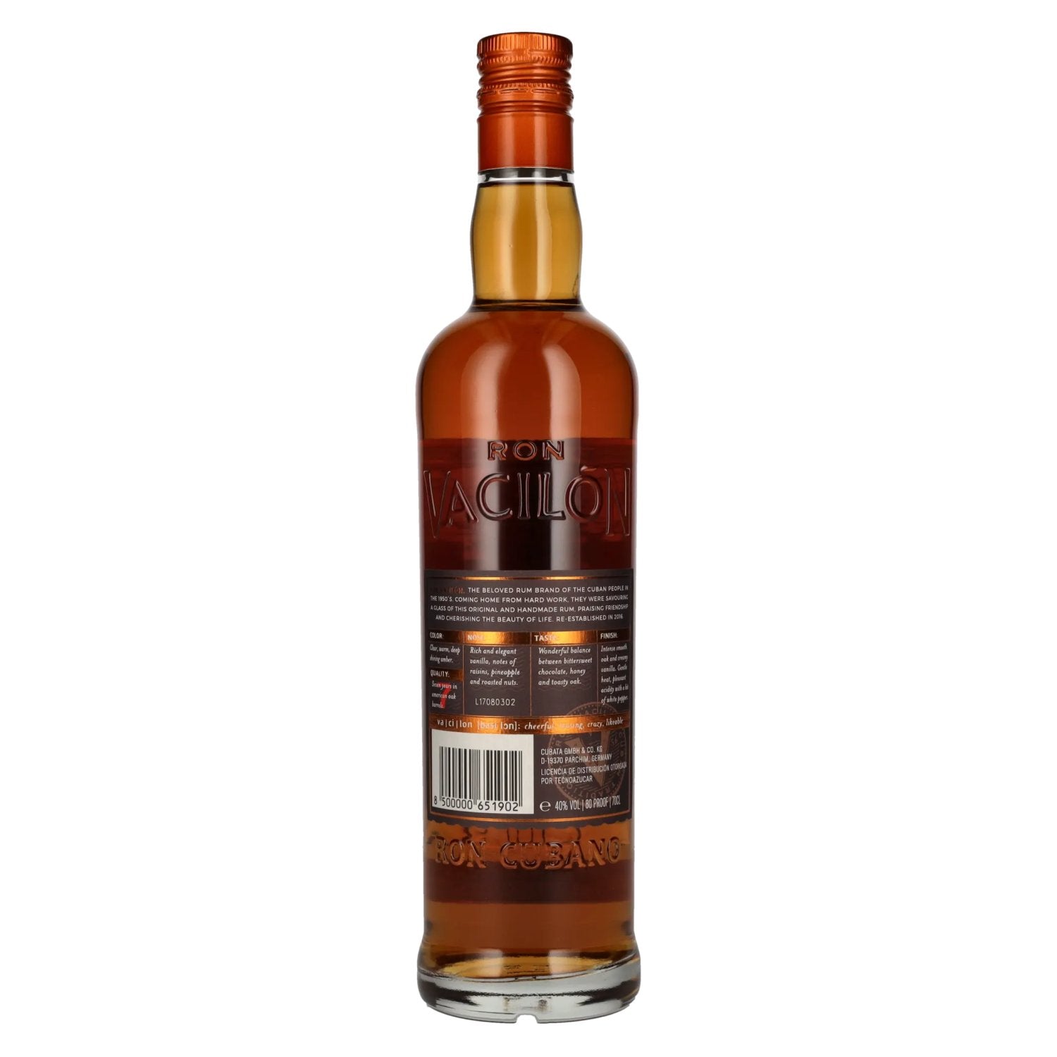 Ron Vacilón TRADICIONAL Añejo 7 Años 40% Vol. 0,7l