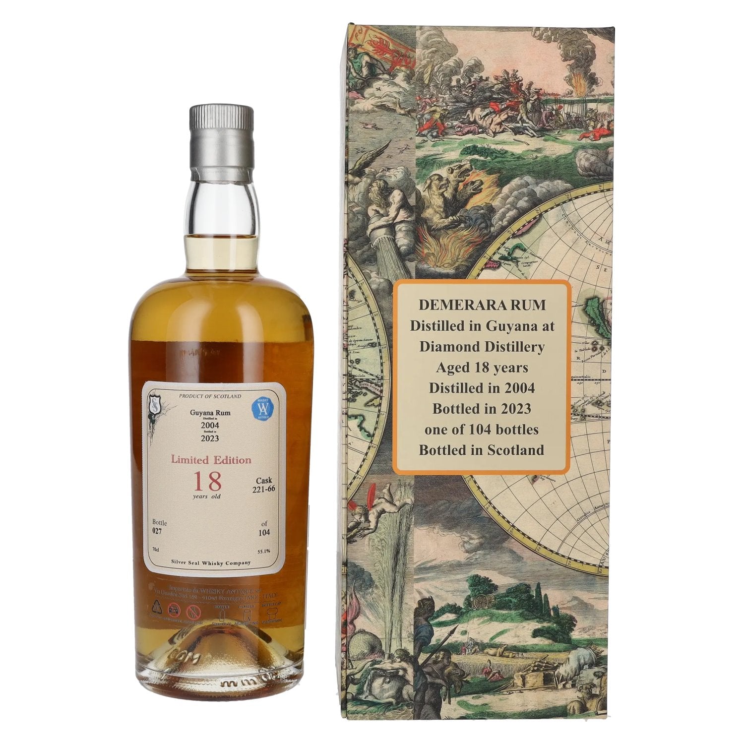 Silver Seal DEMERARA DIAMOND Rum 18 Years Old 2004 55,1% Vol. 0,7l en boîte cadeau