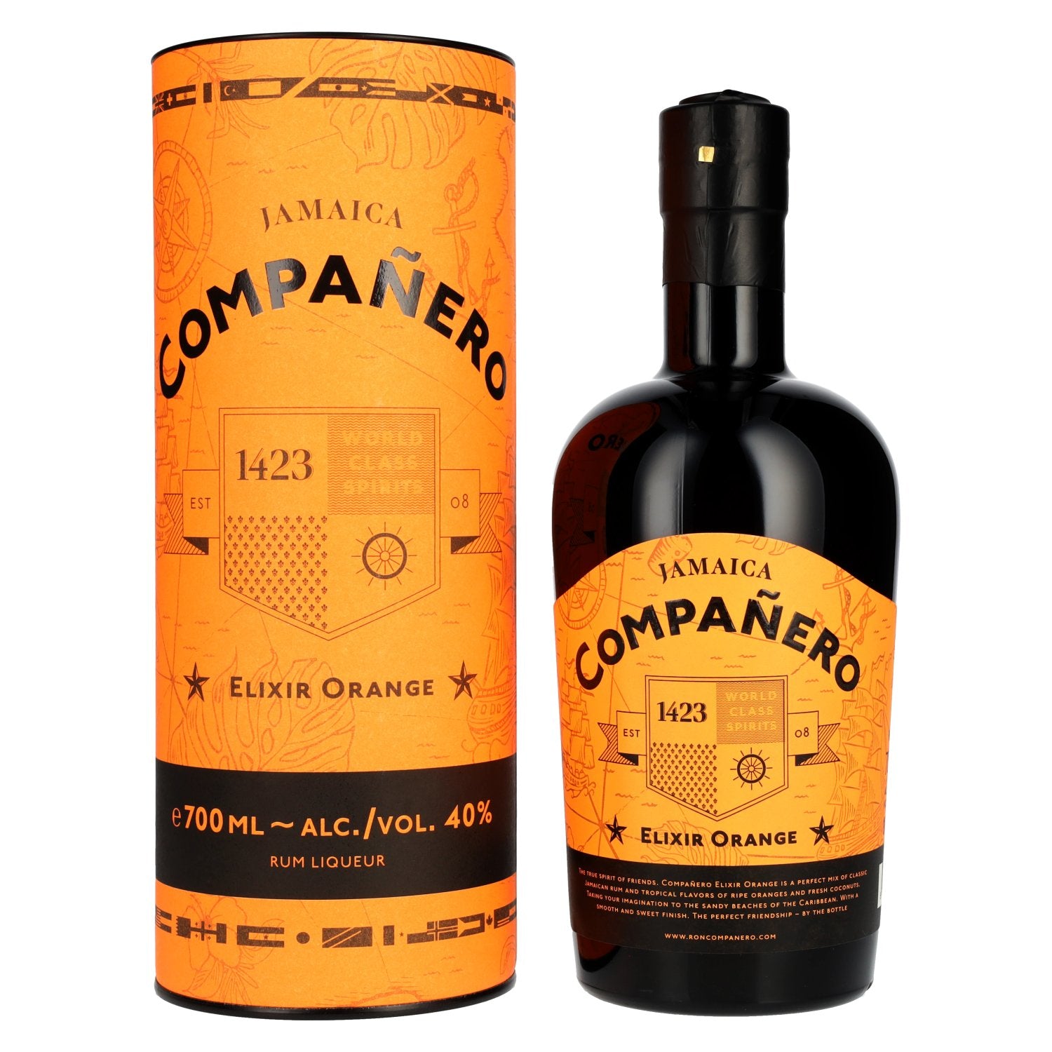 Compañero JAMAICA Elixir Orange Rum Liqueur 40% vol. 0.7 l in a gift box