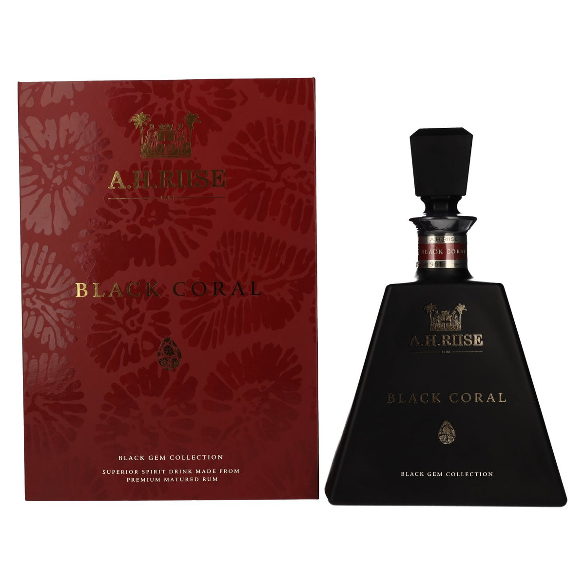A.H. Riise Black BLACK CORAL Gem Collection Spirit Drink 45,8% vol. 0,7l en coffret cadeau