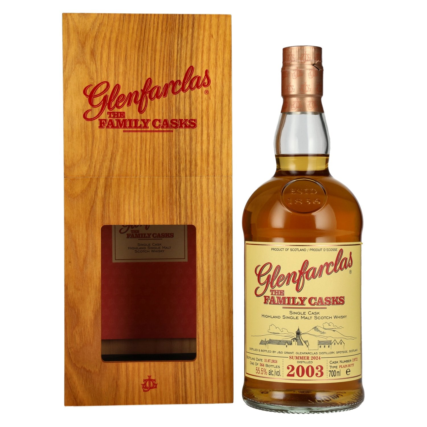 Glenfarclas THE FAMILY CASKS Single Cask SUMMER 2024 Plain Butt #1972 2003 55,5% Vol. 0,7l en caisse bois