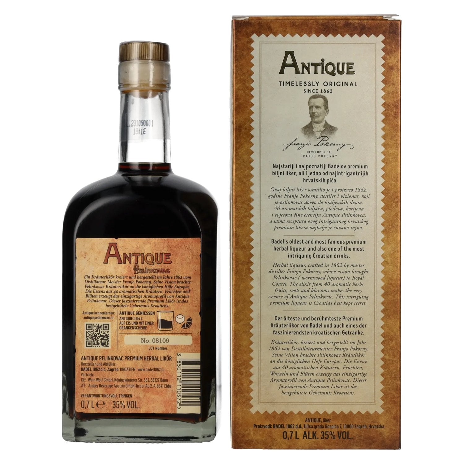 Badel Antique Pelinkovac Premium Herbal Liqueur 35% Vol. 0,7l in gift box