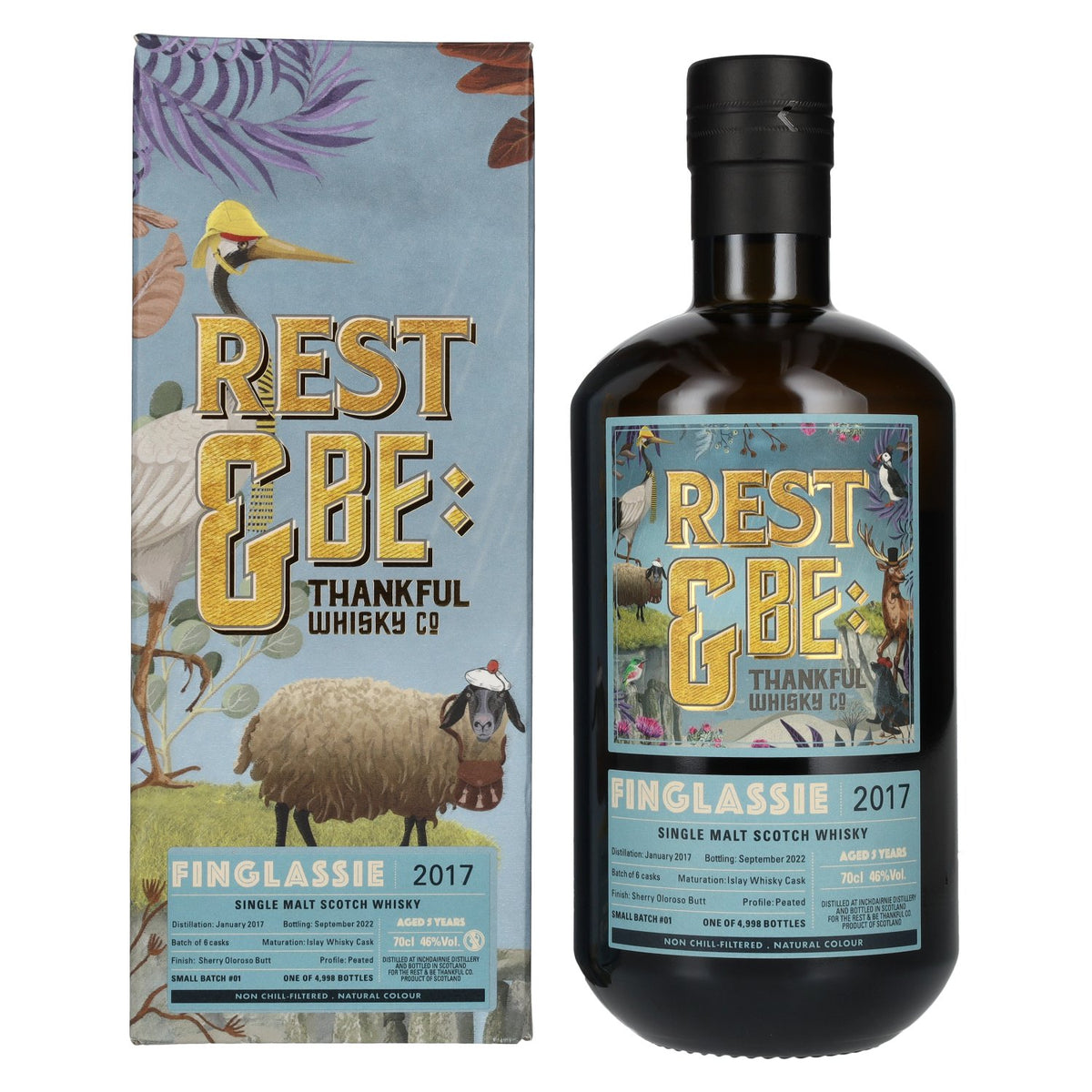 Rest &amp; Be Thankful Finglassie 5 Years Old Single Malt 2017 46% Vol. 0,7l en boîte cadeau