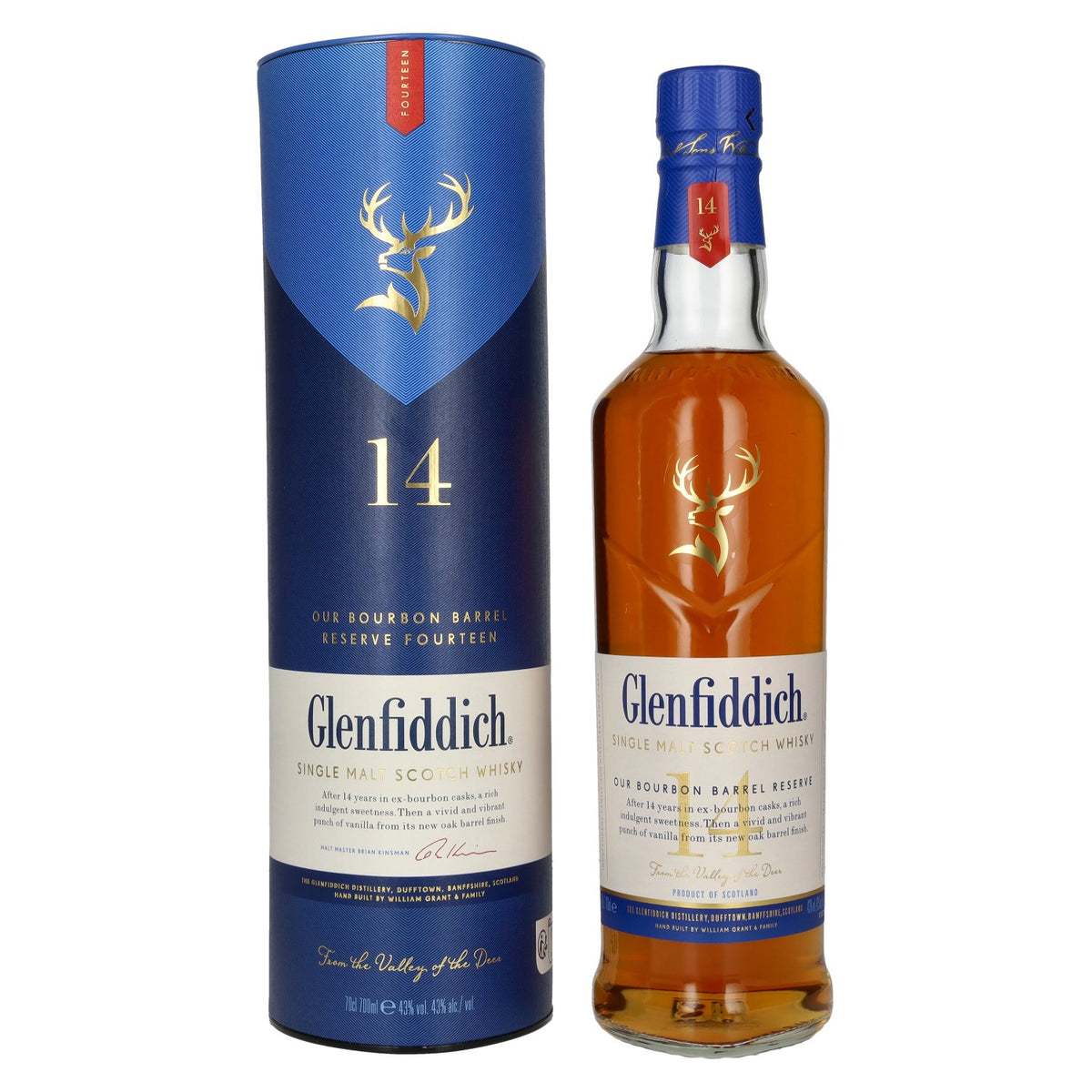 Glenfiddich 14 Years Old OUR BOURBON BARREL RESERVE 43% Vol. 0,7l en boîte cadeau