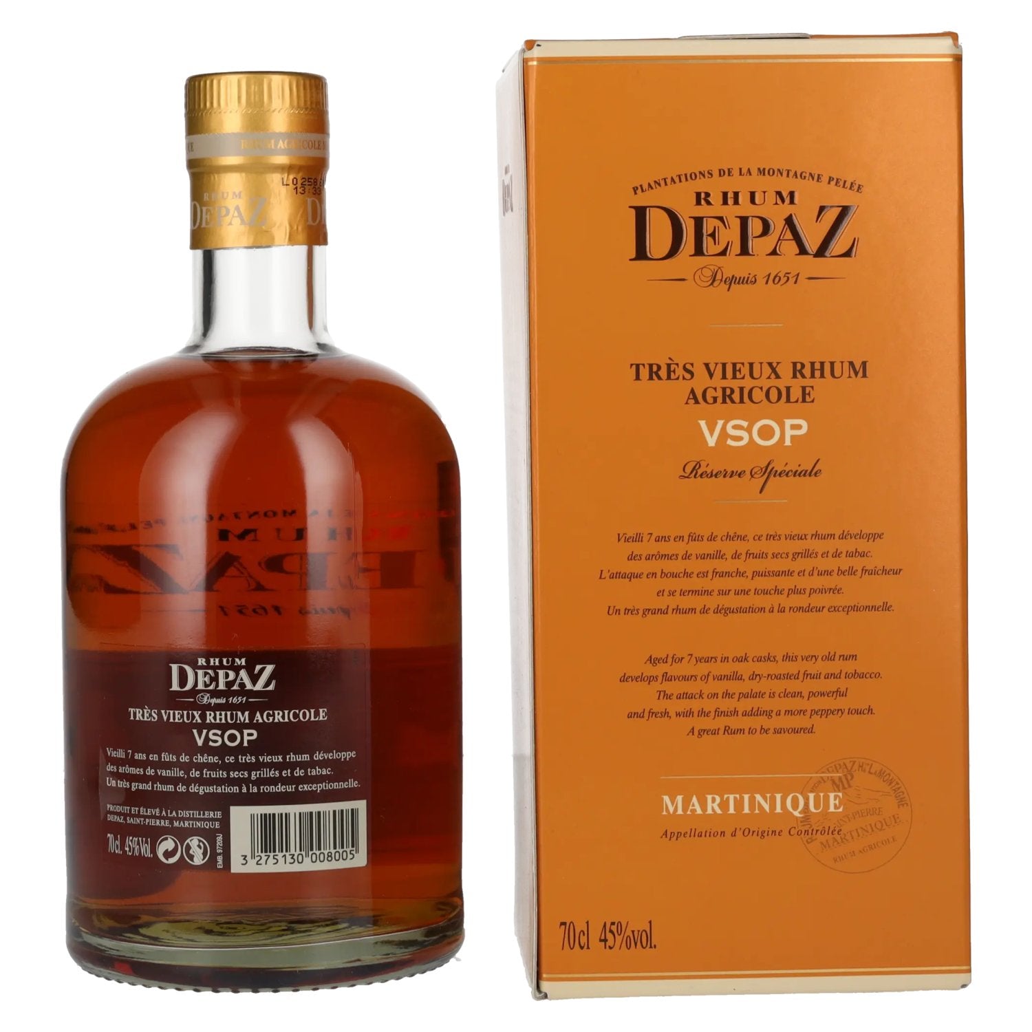 Depaz Rhum Très Agricole Vieux VSOP 45% Vol. 0,7l in gift box