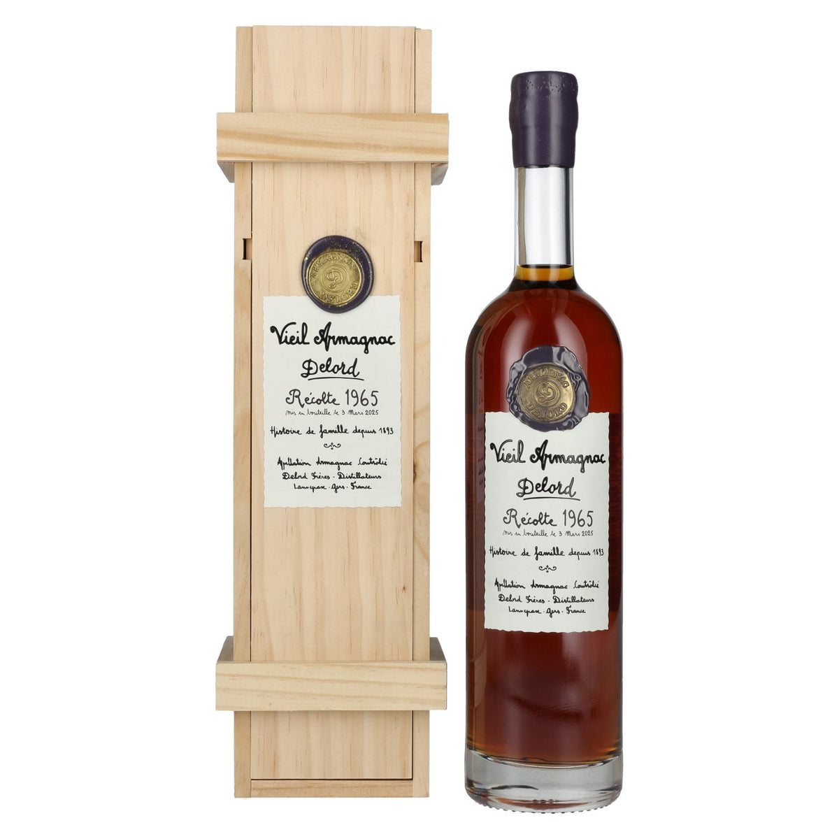 Vieil Armagnac Delord Vintage Récolte 1965 40% Vol. 0,7l in wooden box