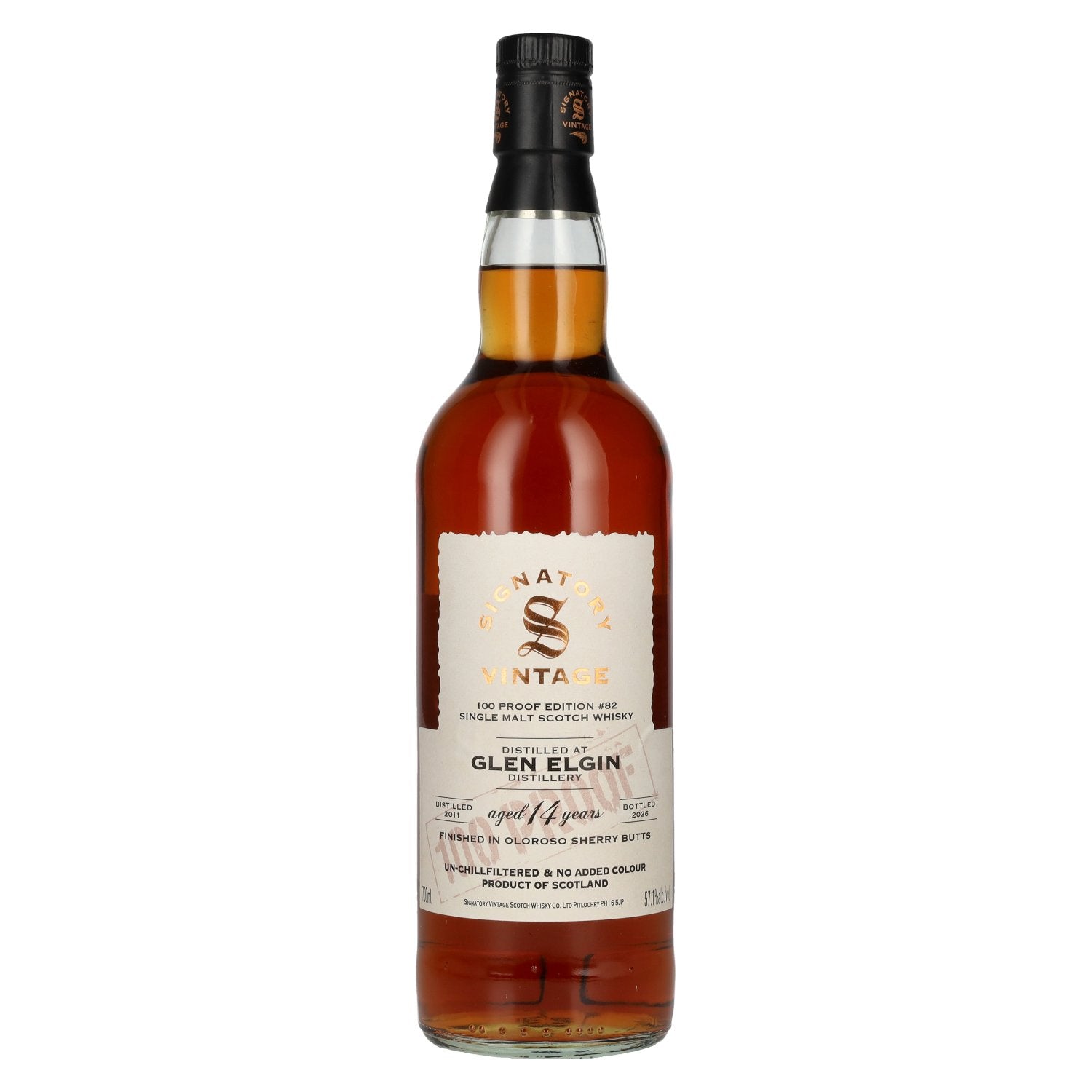 Signatory Vintage 100 Proof Edition GLEN ELGIN 14 Years Old Single Malt #82 2011 57,1% Vol. 0,7l