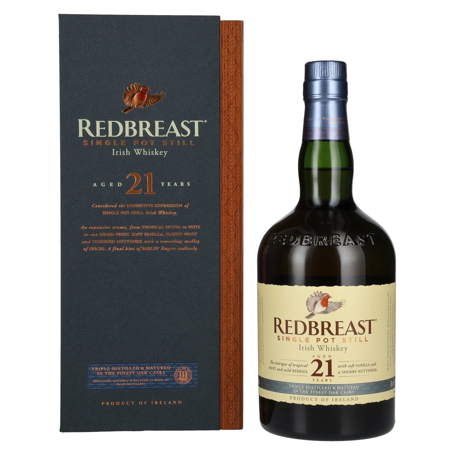 Redbreast 21 Years Old Single Pot Still Irish Whiskey 46% Vol. 0,7l in wooden box