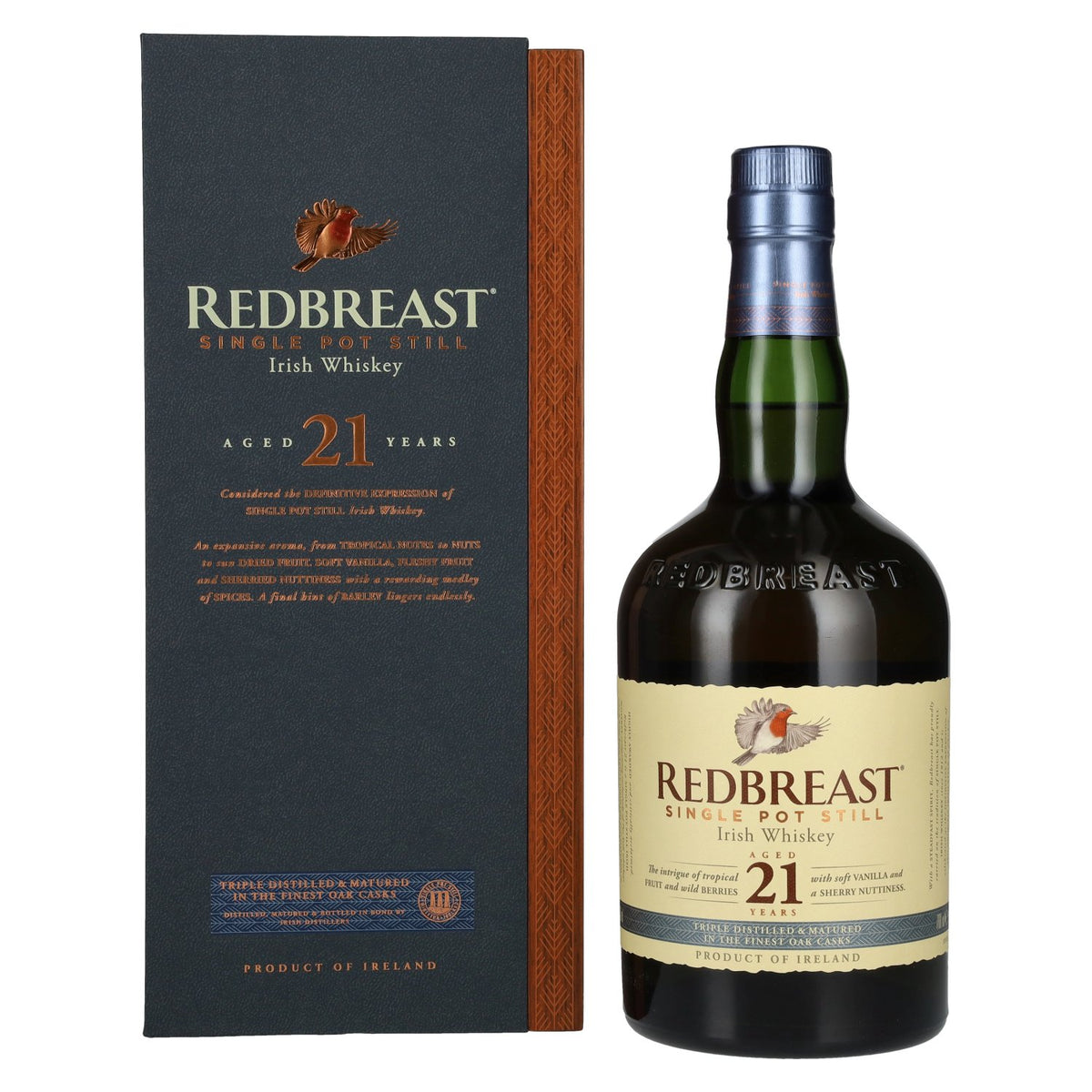 Redbreast 21 Years Old Single Pot Still Irish Whiskey 46% Vol. 0,7l in wooden box