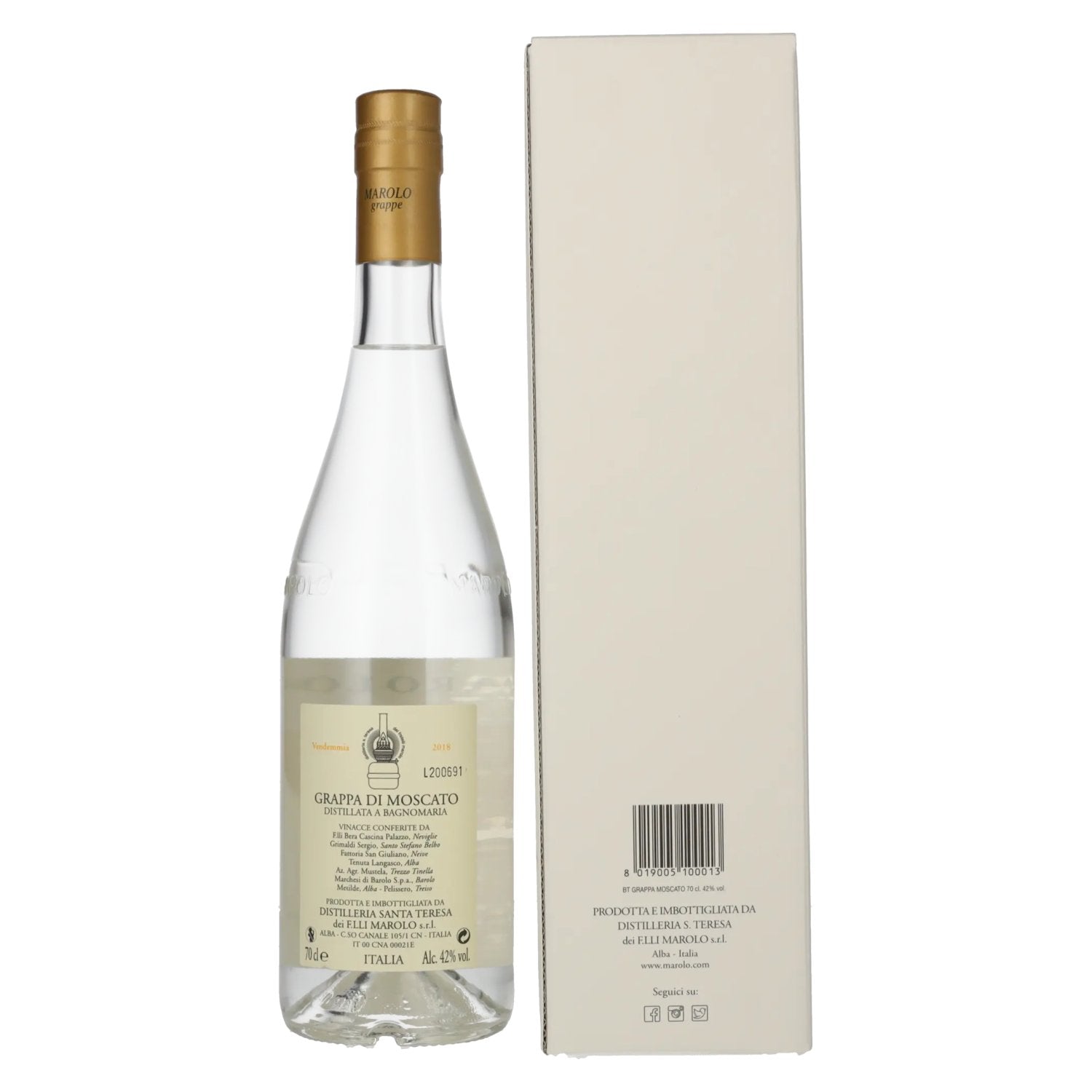 Marolo Grappa di MOSCATO 42% Vol. 0,7l in Geschenkbox