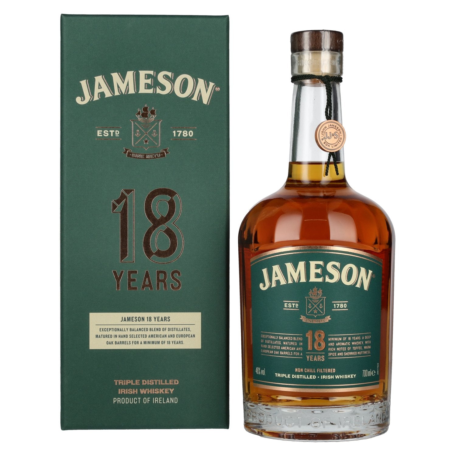 Jameson 18 Years Old Triple Distilled Irish Whiskey 46% Vol. 0,7l in Geschenkbox