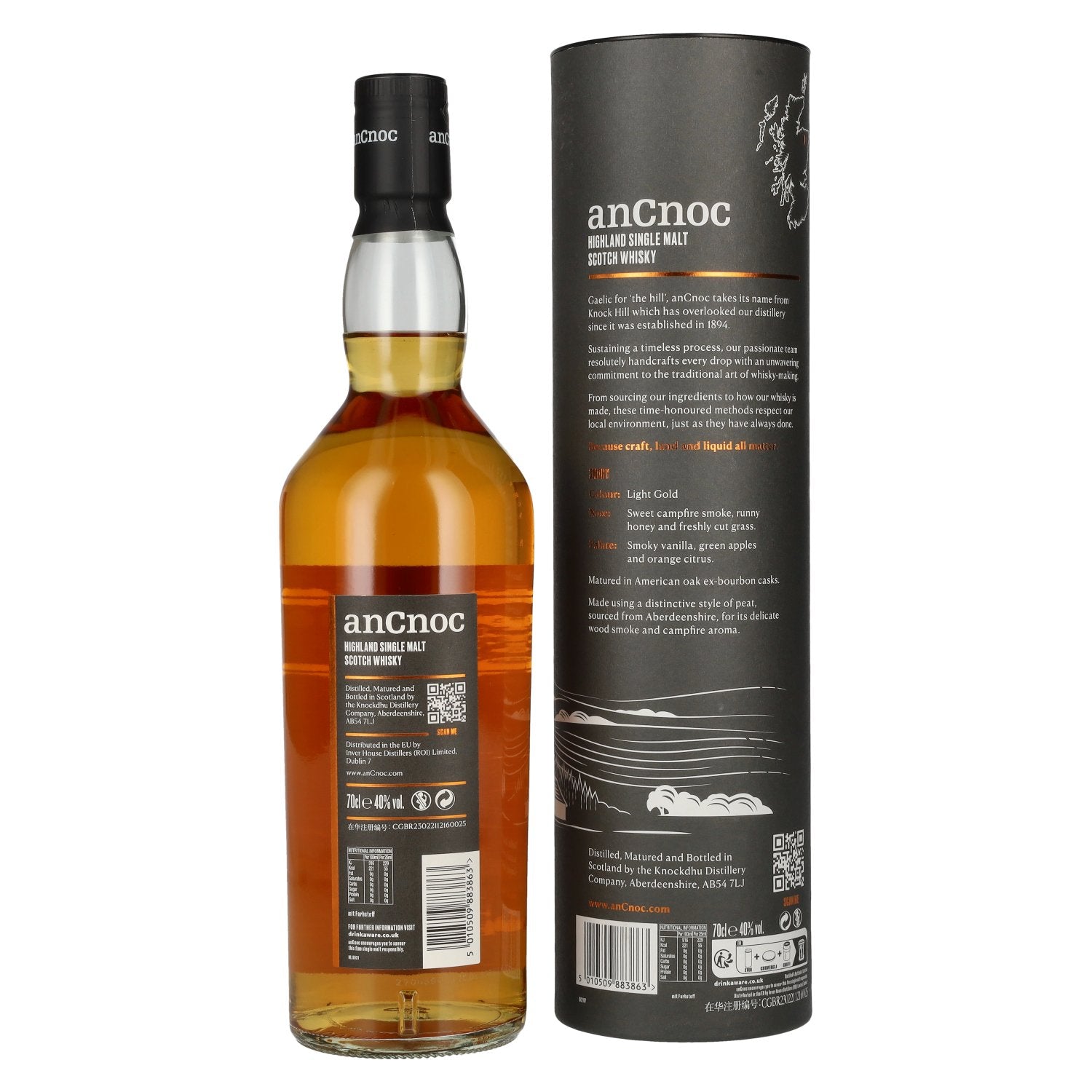 AnCnoc 10 Years Old Highland Single Malt 40% Vol. 0,7l in Geschenkbox