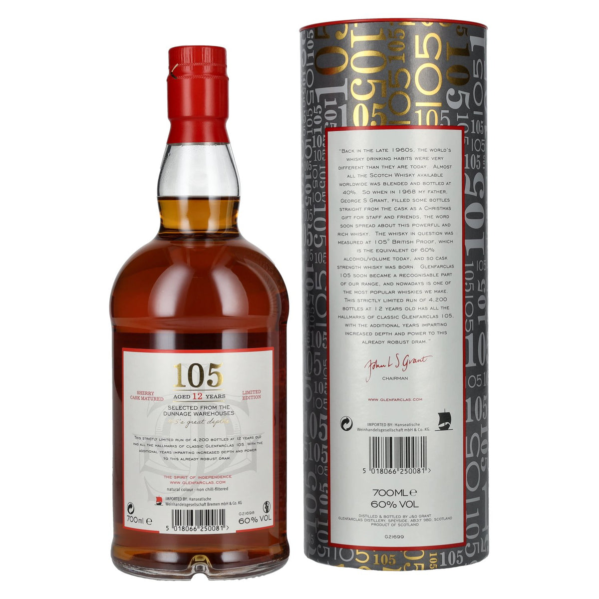 Glenfarclas 105 12 Years Old Highland Single Malt The Hourglass Limited Edition 60% Vol. 0,7l en coffret cadeau