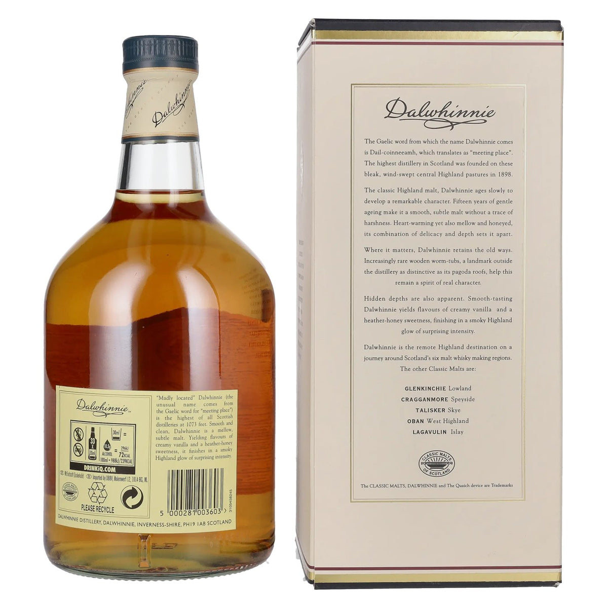 Dalwhinnie 15 Years Old Highland Single Malt Scotch Whisky 43% Vol. 1l in gift box
