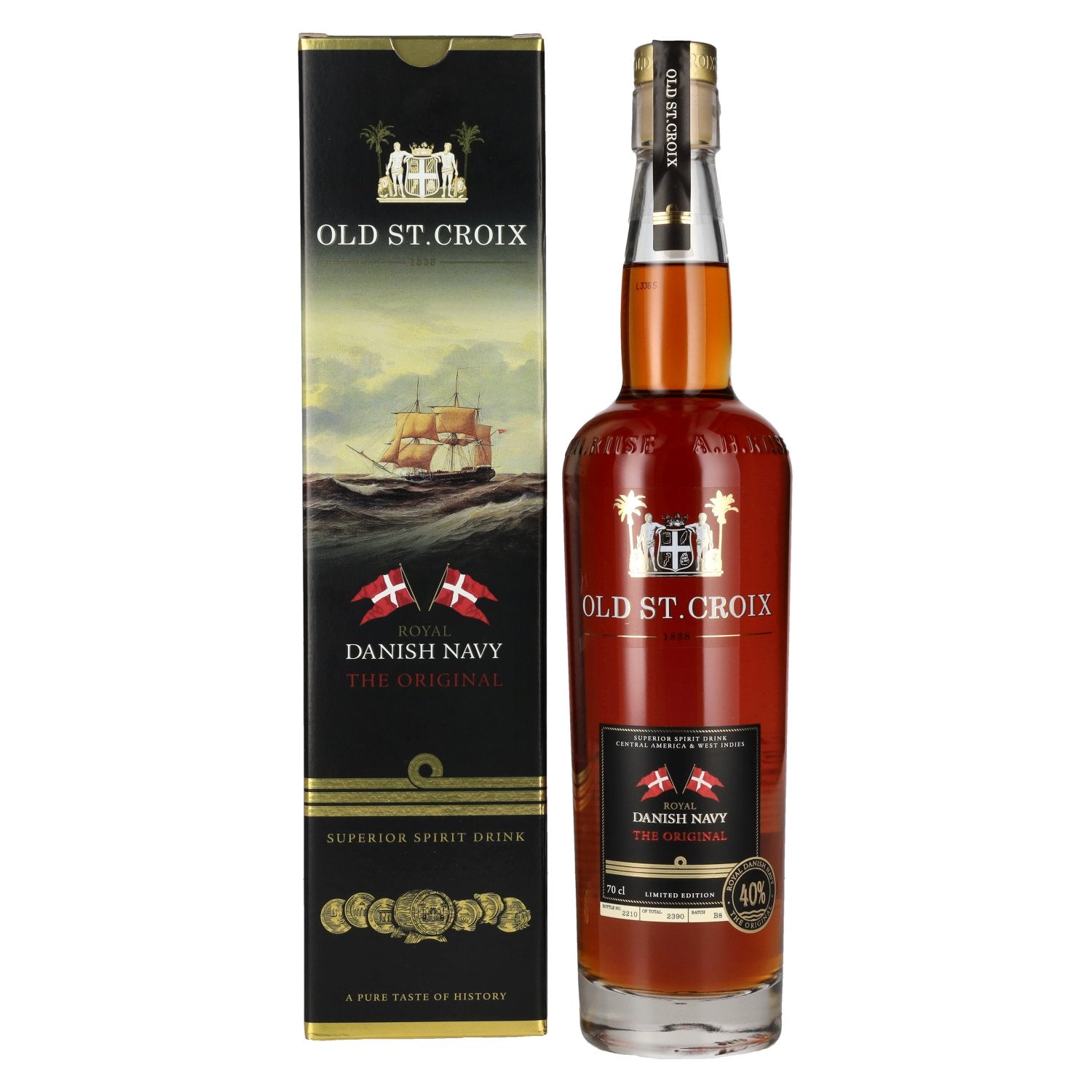 Old St. Croix A.H. Riise Royal DANISH NAVY Superior Spirit Drink 40 % vol. 0,7 l dans un coffret cadeau