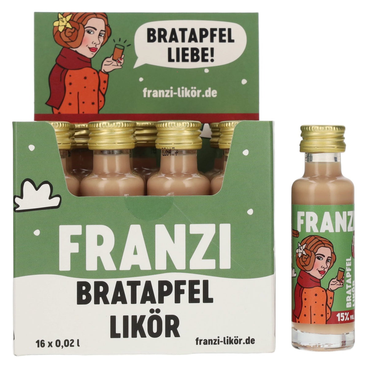 Franzi Likör de pomme cuite, 15 % vol., 16 x 0,02 l