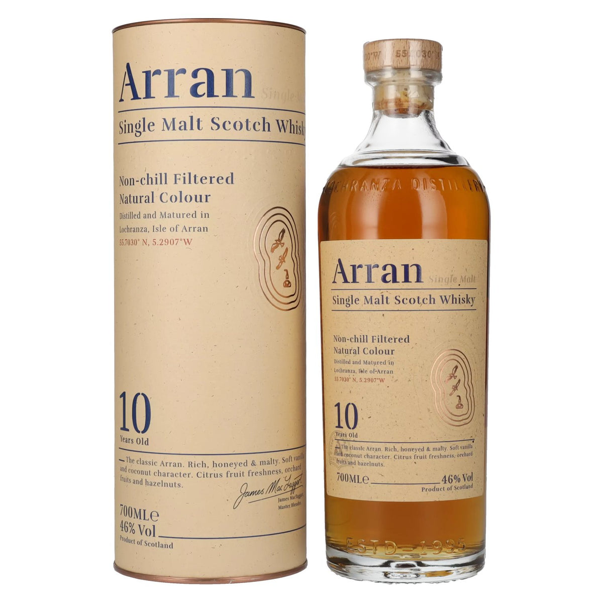 Arran 10 Years Old Single Malt Scotch Whisky 46% Vol. 0,7l en boîte cadeau