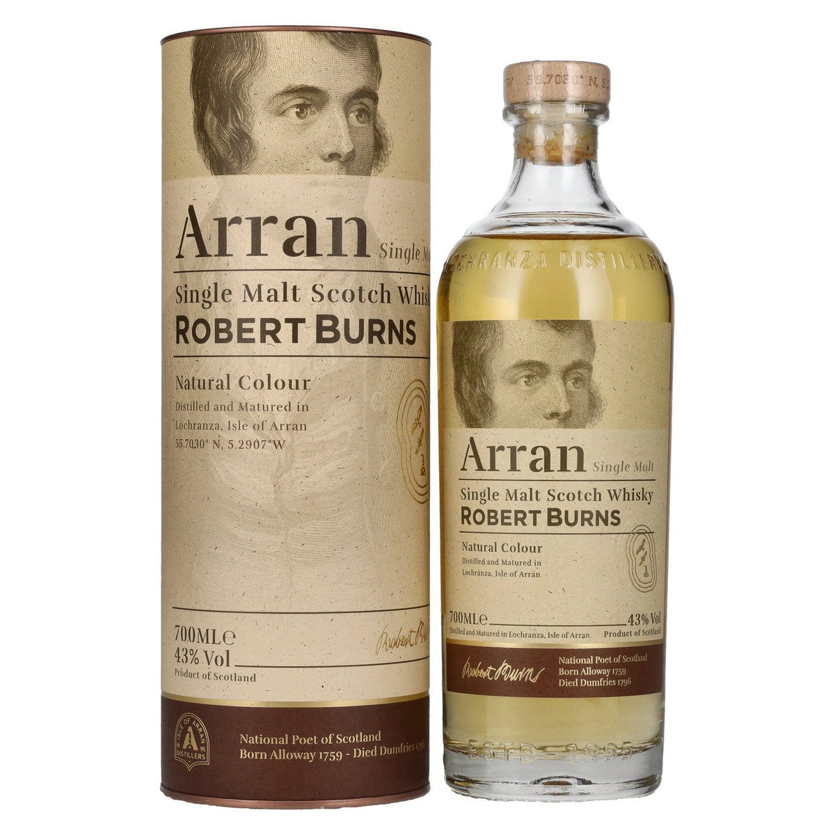 Arran ROBERT BURNS Single Malt Scotch Whisky 43% Vol. 0,7l in gift box