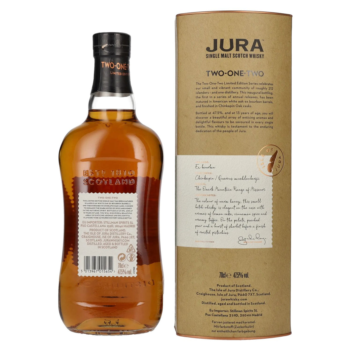 Jura 13 Years Old TWO ONE TWO Single Malt Scotch Whisky 47,5% Vol. 0,7l en coffret cadeau