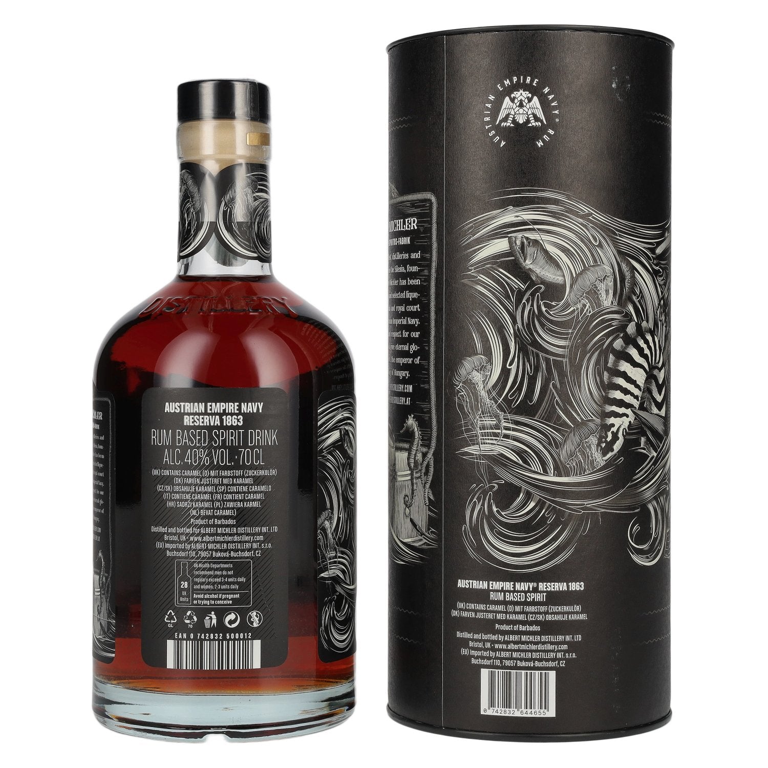 Austrian Empire Navy RESERVA 1863 Rum Based Spirit 40% Vol. 0,7l en boîte cadeau
