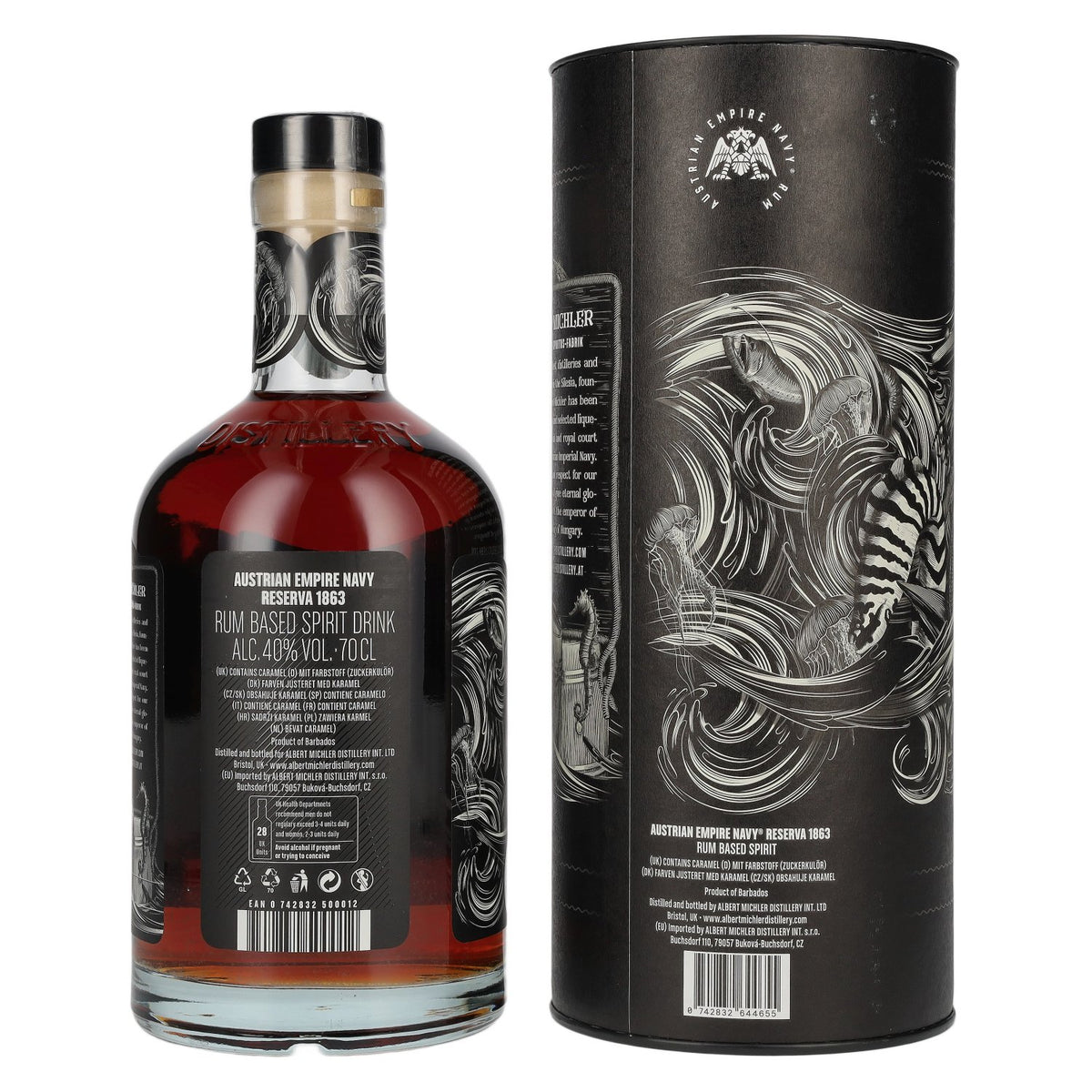 Austrian Empire Navy RESERVA 1863 Liqueur à base de rhum 40 % vol. 0,7 l dans un coffret cadeau
