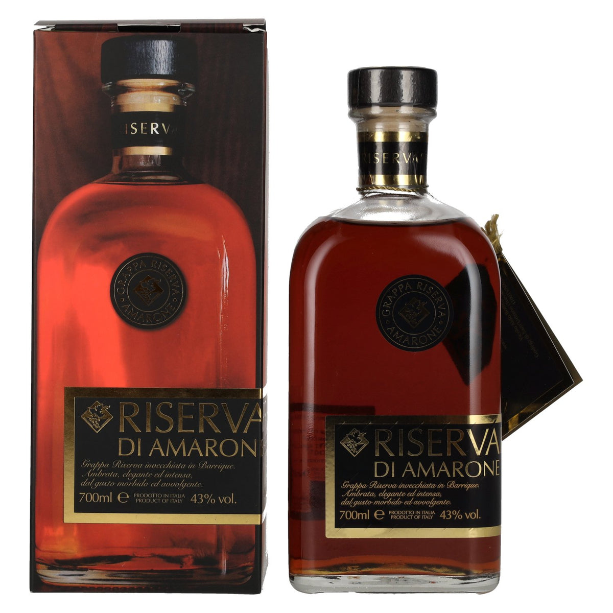 Bottega Grappa Riserva Privata di Amarone Barricata 43 % vol., 0,7 l, dans un coffret cadeau